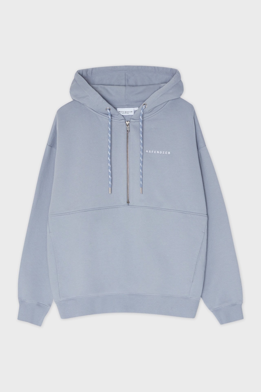 Hafendieb  Hoodie Rits Logo Stick Lichtblauw