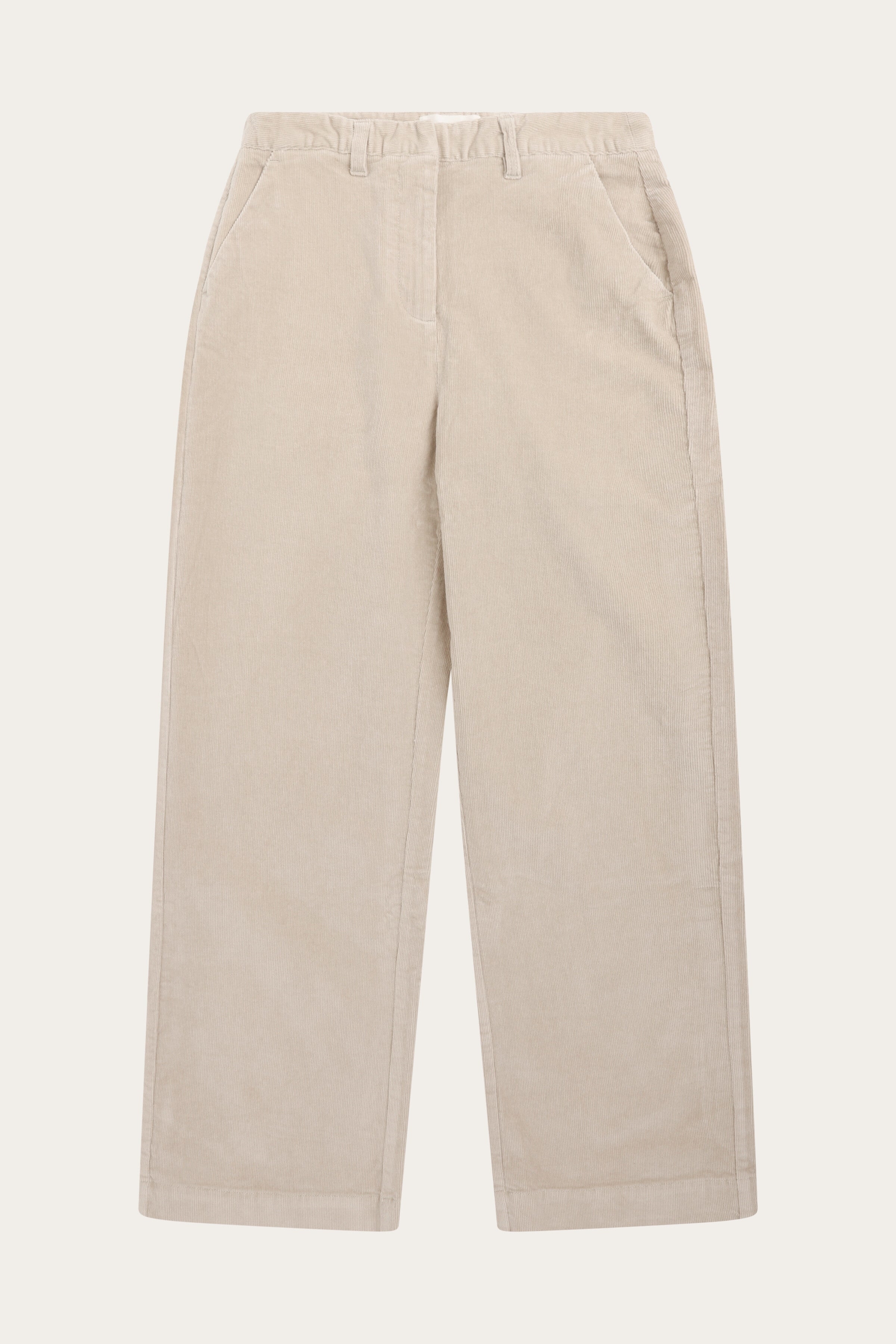 KnowledgeCotton Apparel  Damesbroek Bora Wide Corduroy Lichtgrijs