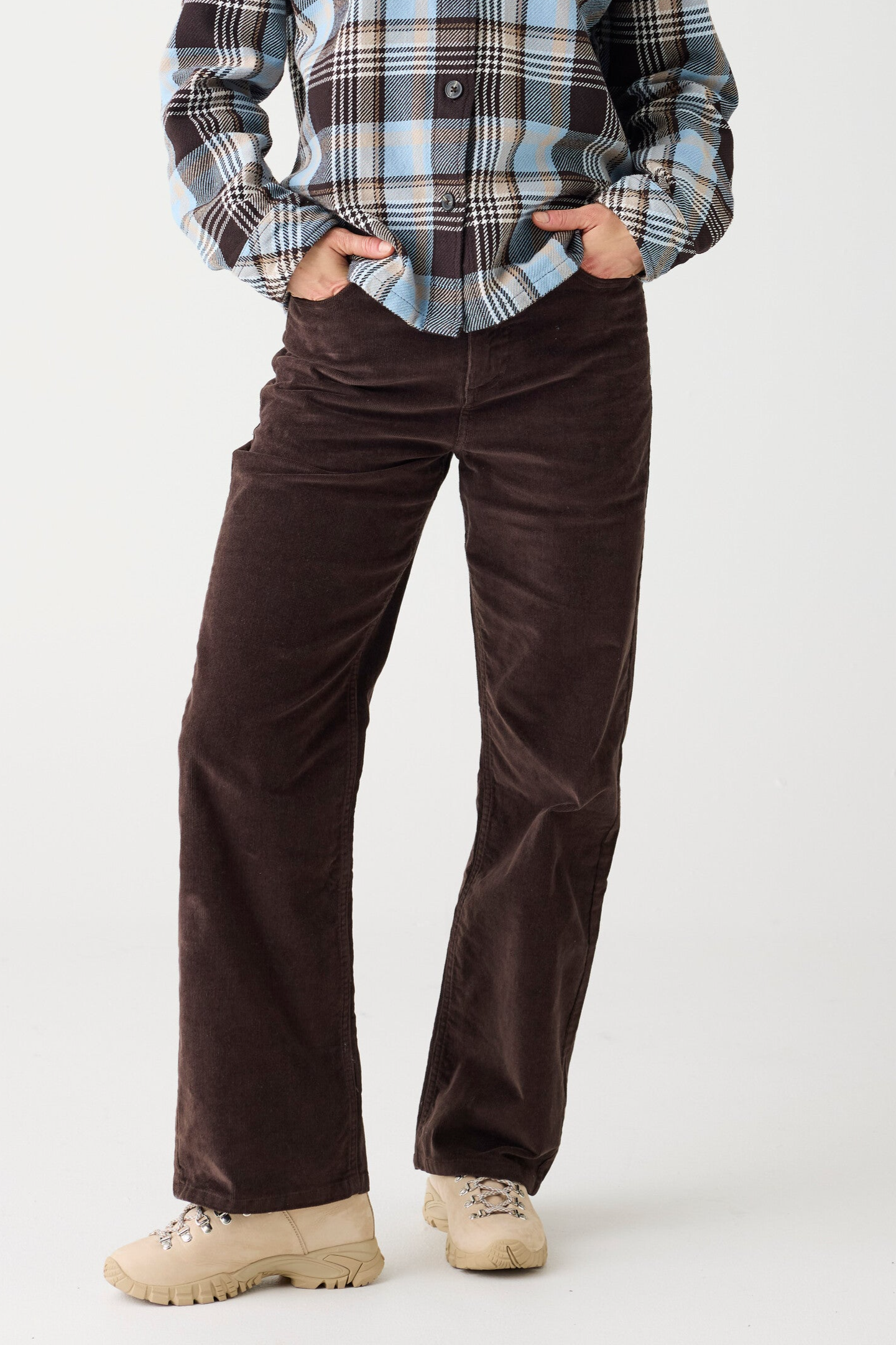 KnowledgeCotton Apparel  Broek Bora Wide Corduroy Chocolate Torte
