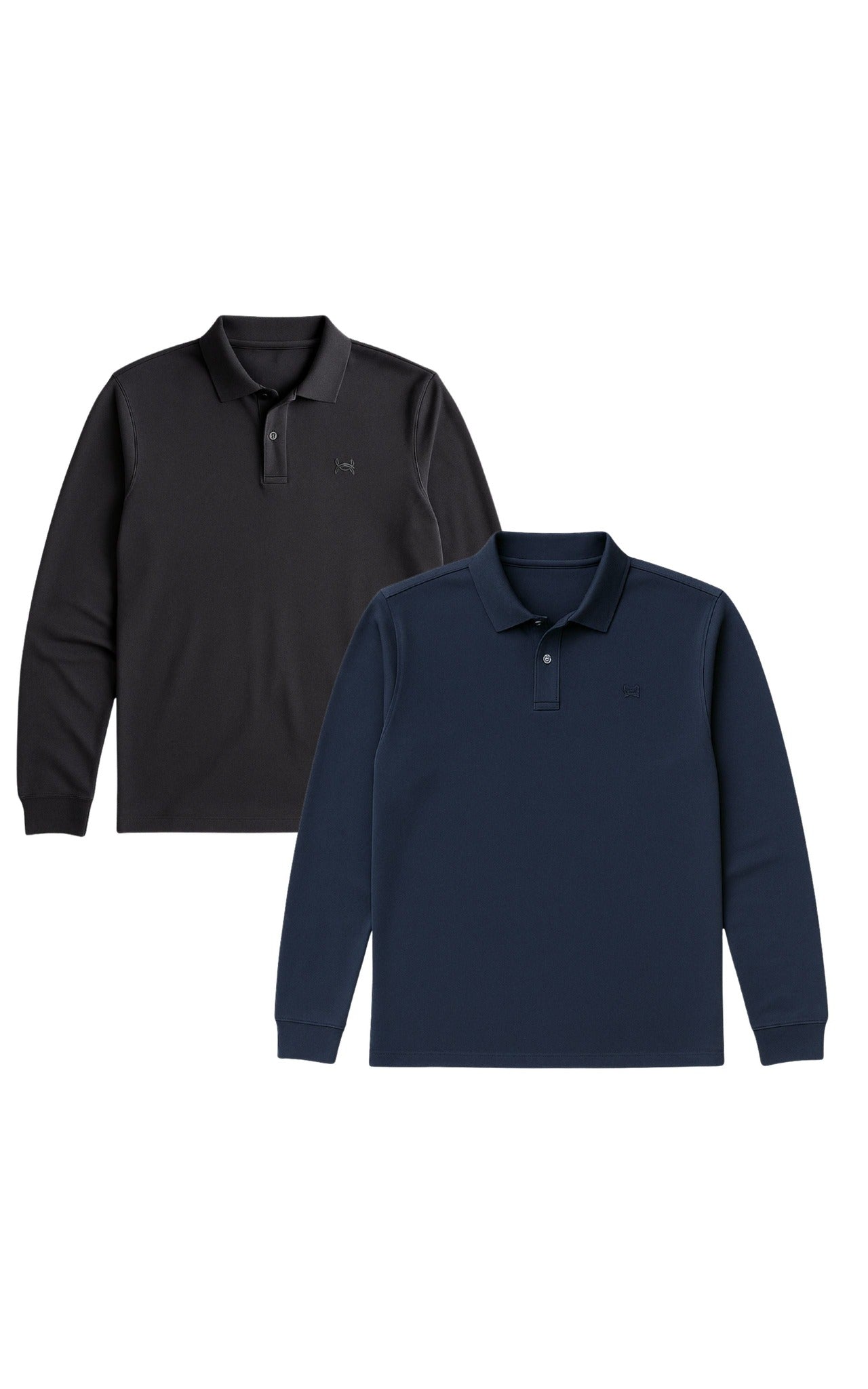 GORG mannen vegan Multipack 2x Poloshirt Met Lange Mouwen Antraciet/Marineblauw