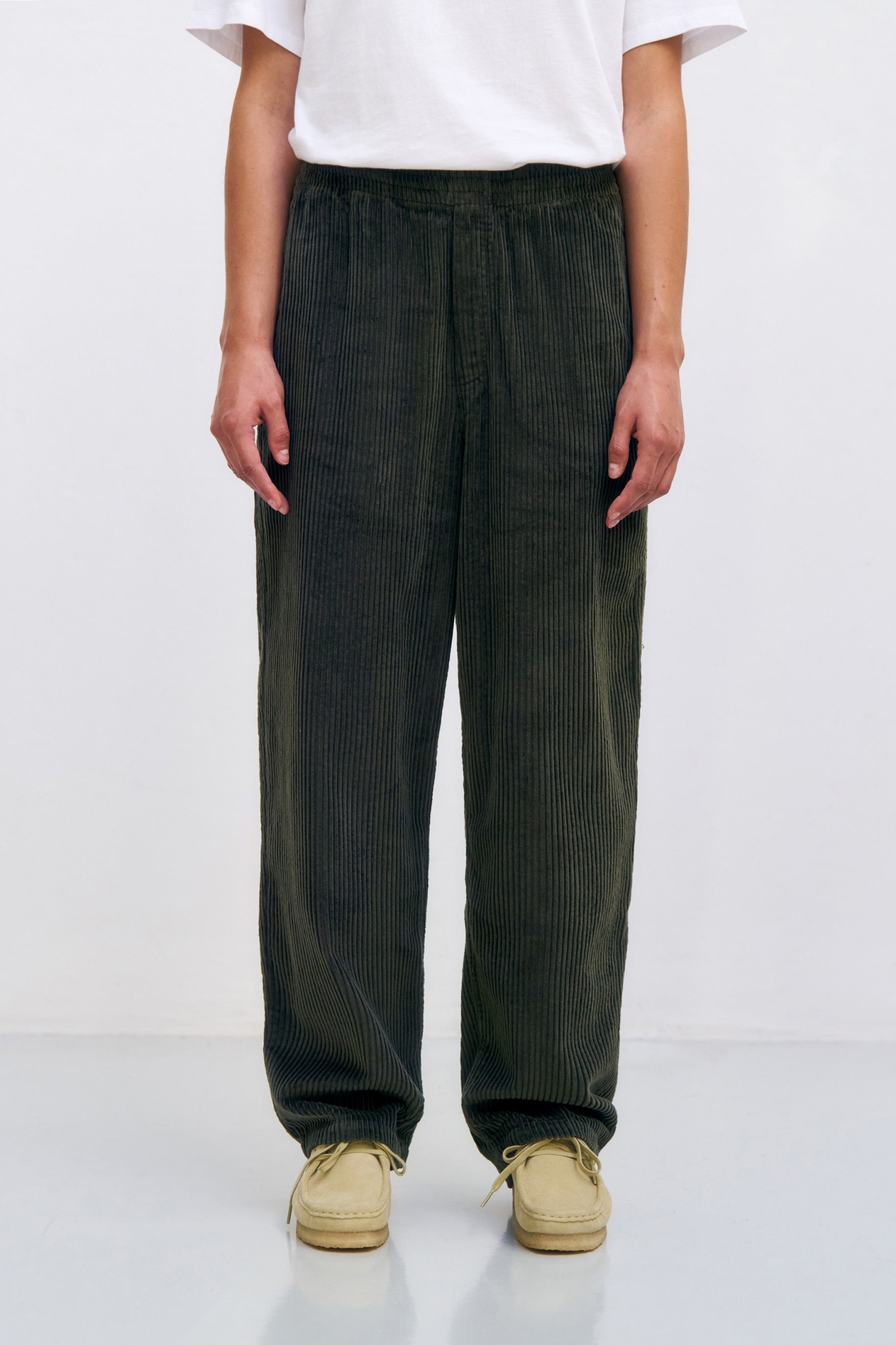 Rotholz  Broek Met Wijde Pijpen En Ribstof, Donkergroen