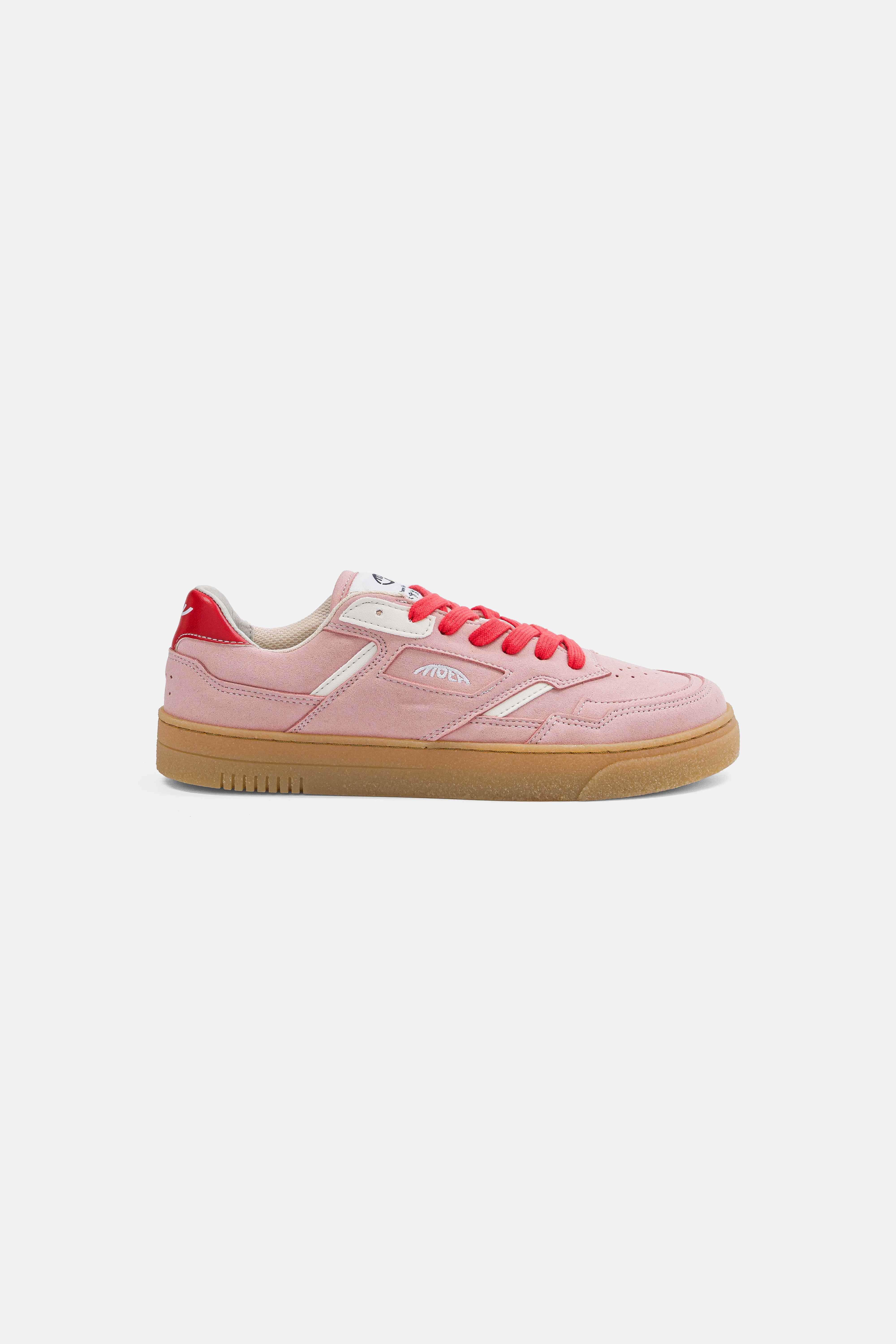 MoEa mannen vegan Sneakers Origin Low Pink Vegan Suede & Beige Apple