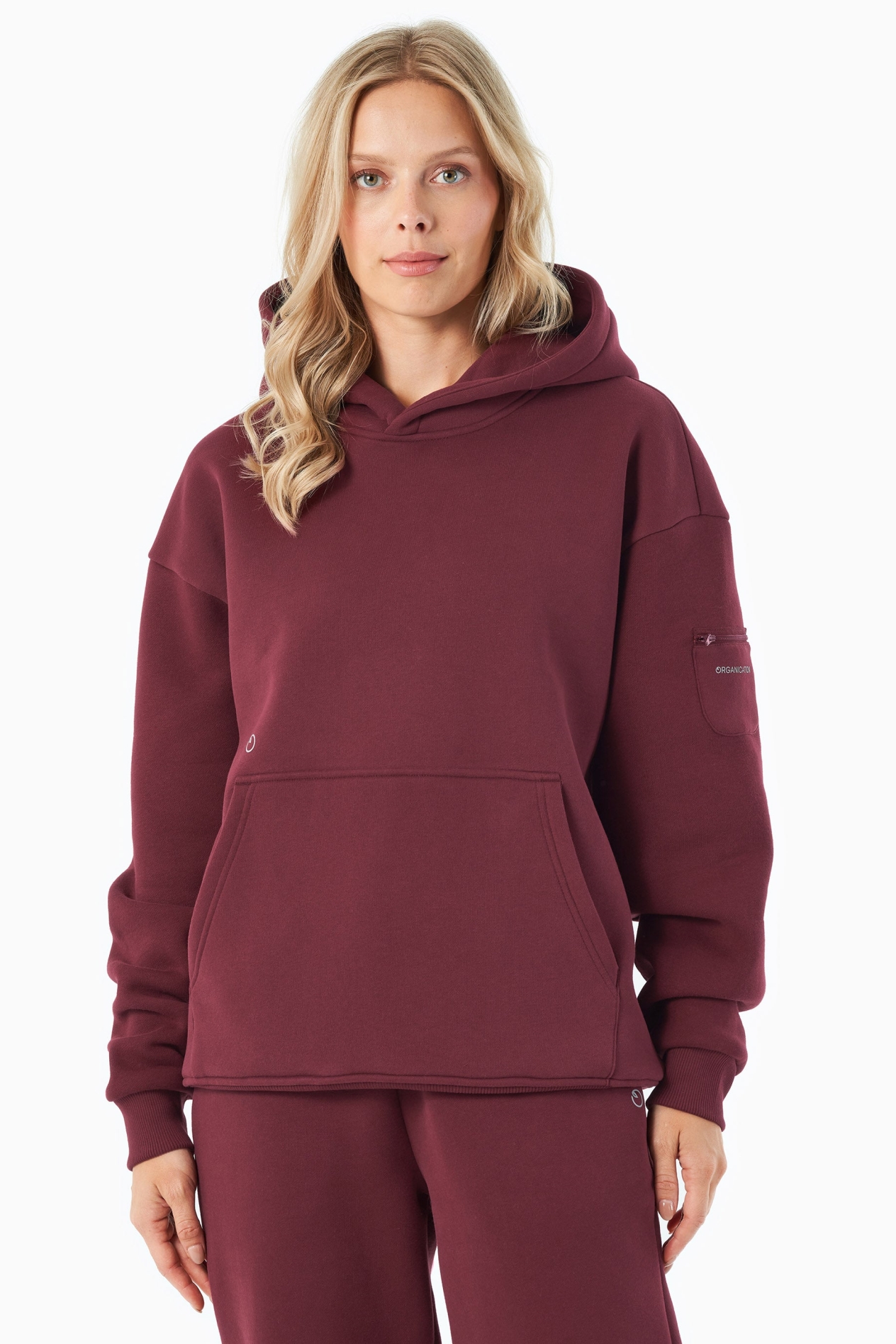 ORGANICATION mannen vegan Hoodie Harvinn Bordeaux
