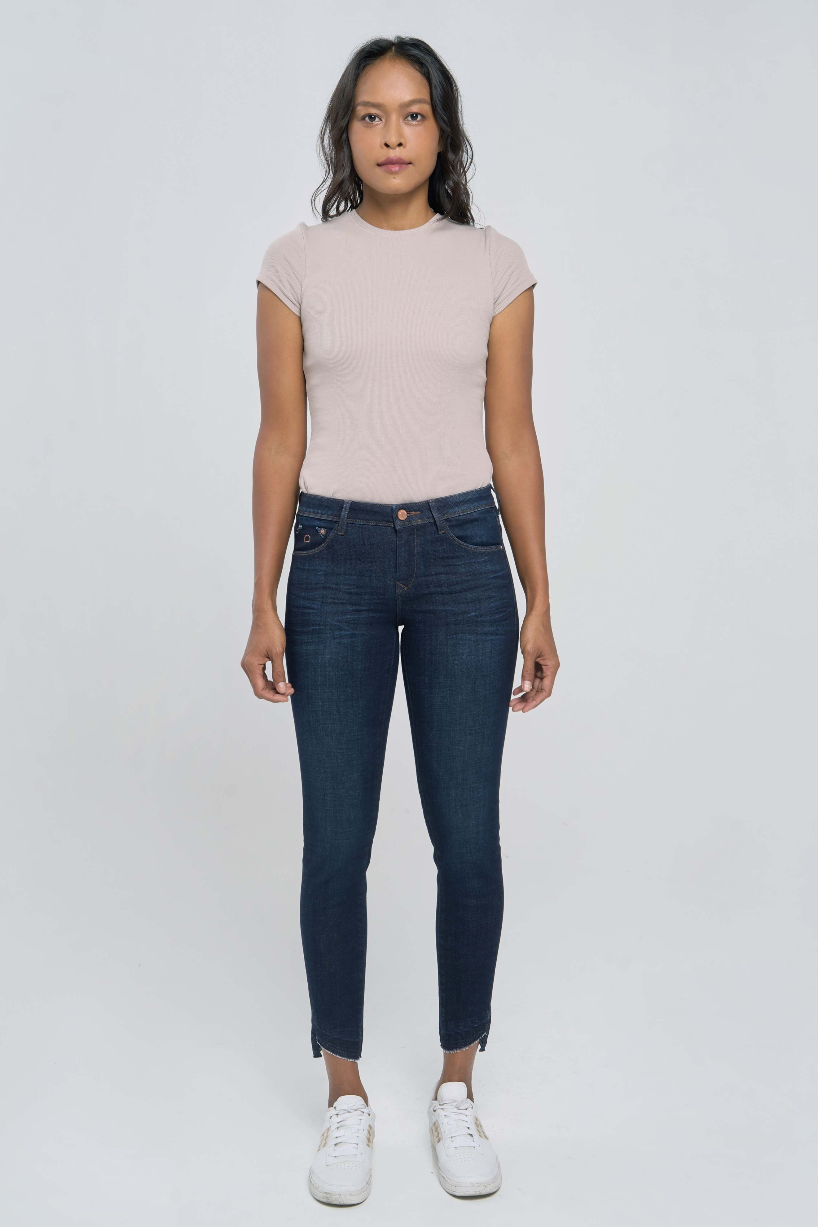 Dawn  Jeans Mid Sun Slim Comfort Stretch Donkerblauw