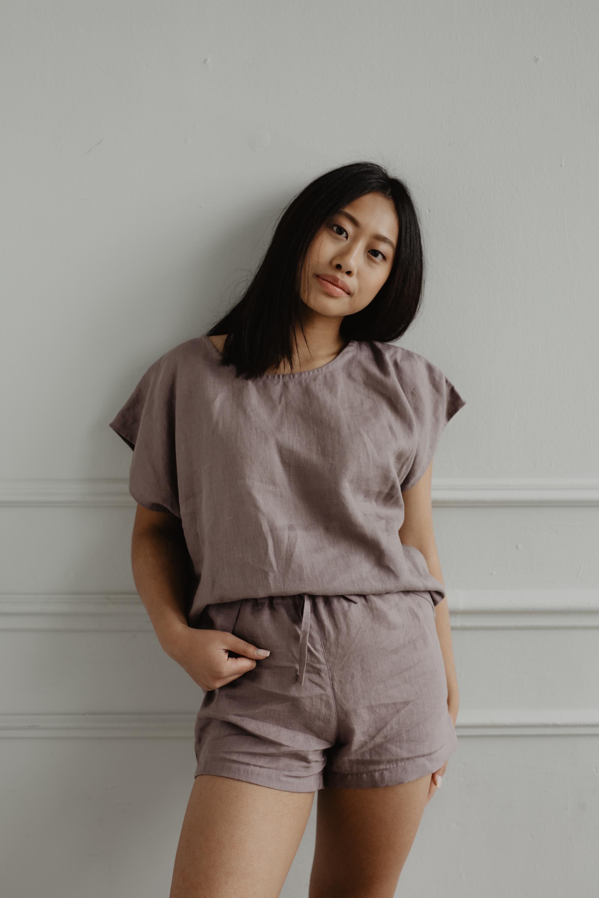 AmourLinen  Pyjama Set Korte Mouw Cloud Nine Rosy Brown