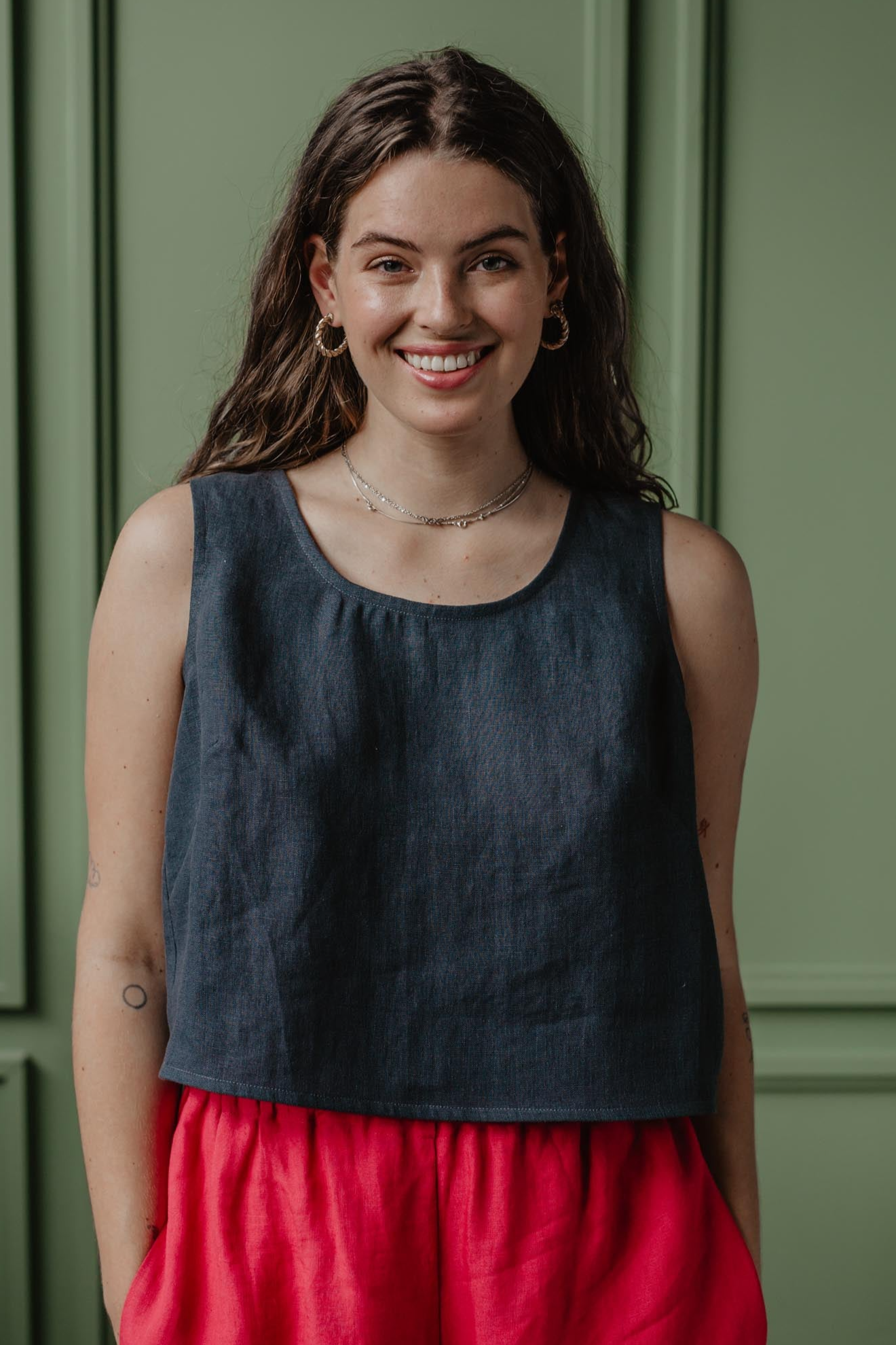 AmourLinen  Top Overgooier Ella Antracietgrijs