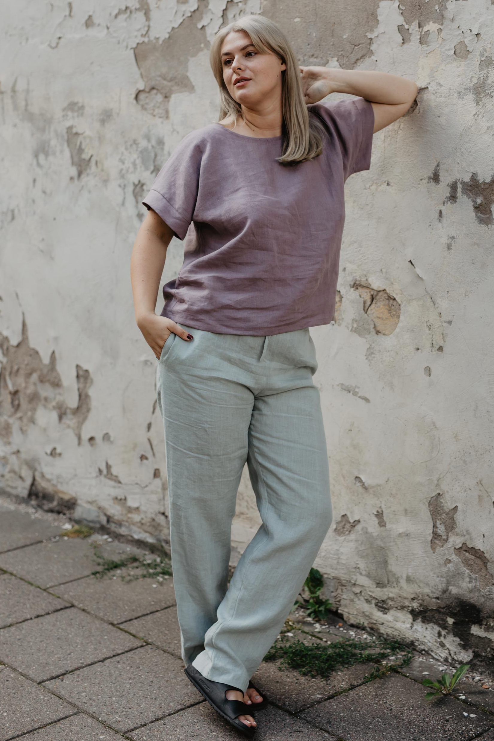 AmourLinen  Broek Malmo Sage Green