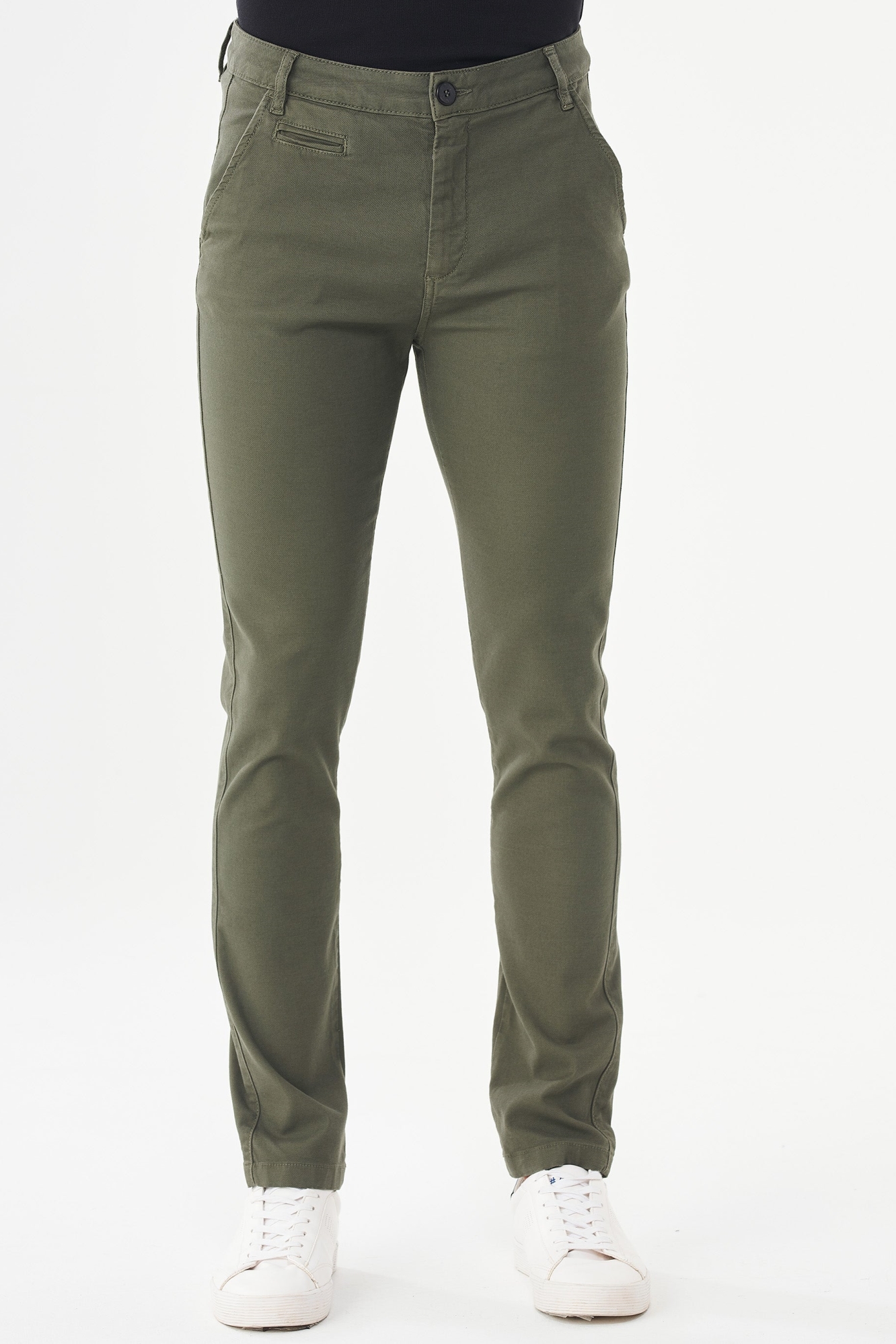 ORGANICATION mannen vegan Slim Chino Broek Kaki