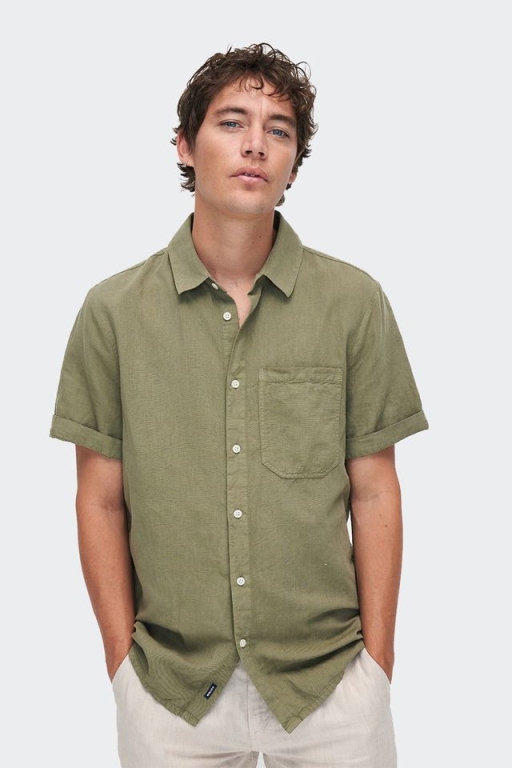 Kuyichi mannen vegan Shirt Nolan Legergroen