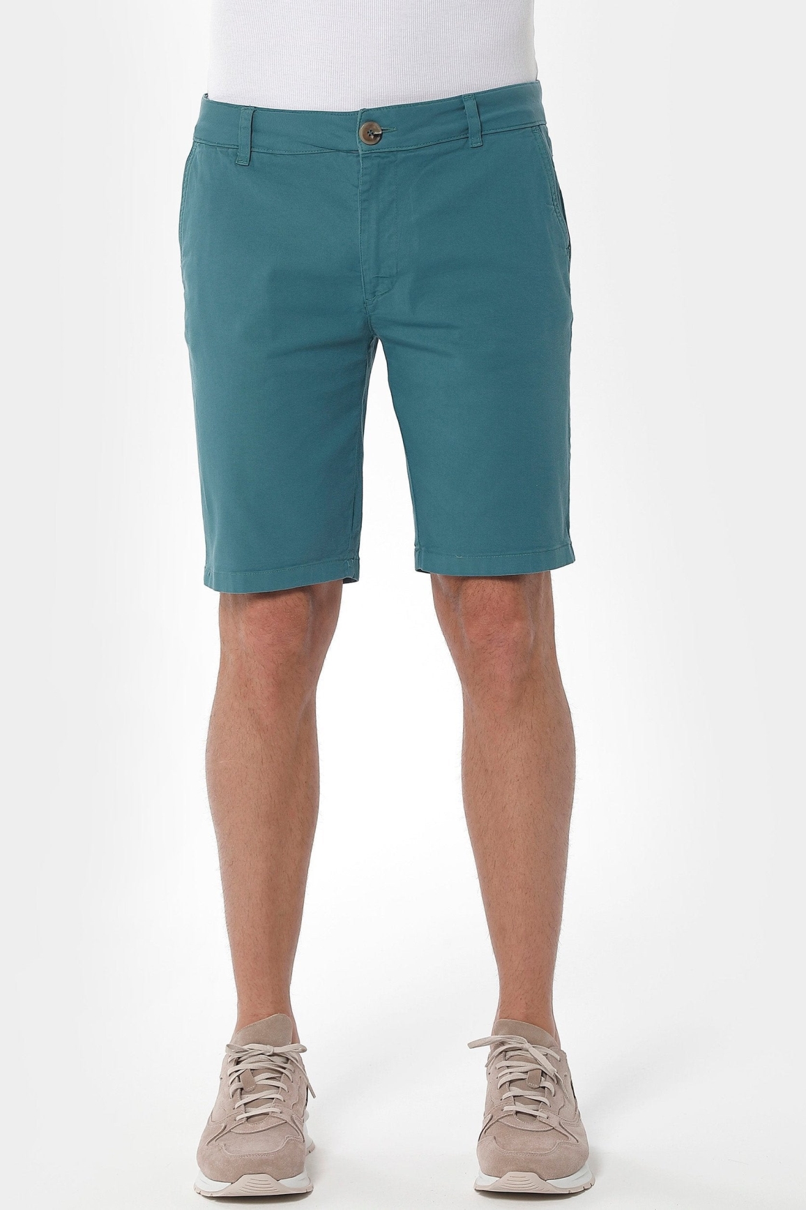 ORGANICATION mannen vegan Chino Short Slim Petrol Groen