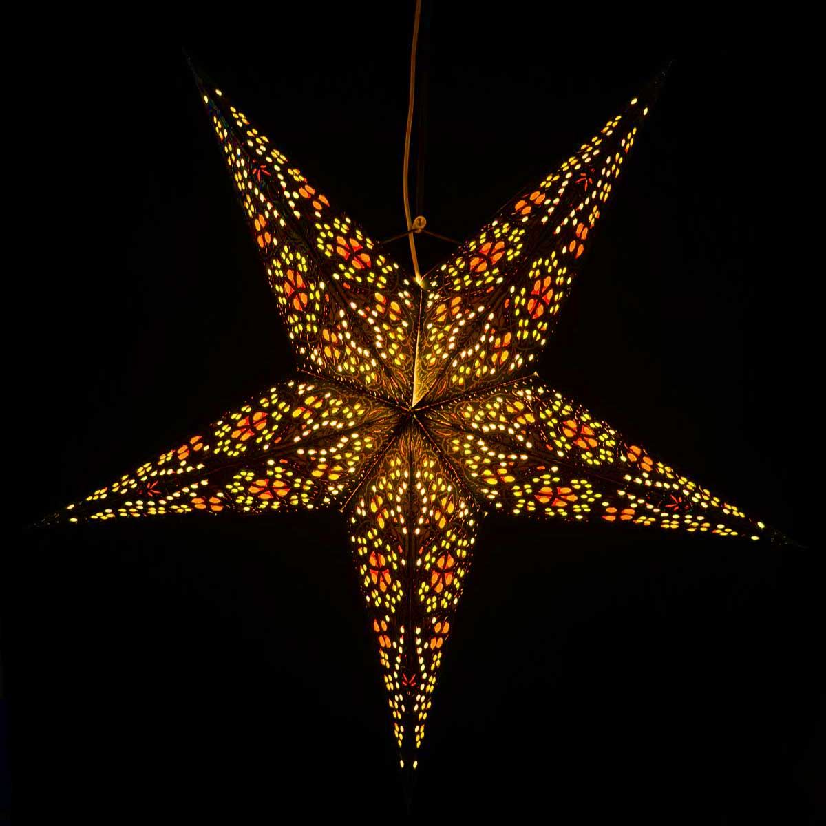 Papieren kerstster Ø60 cm met verlichting - Jaipur oranje/geel