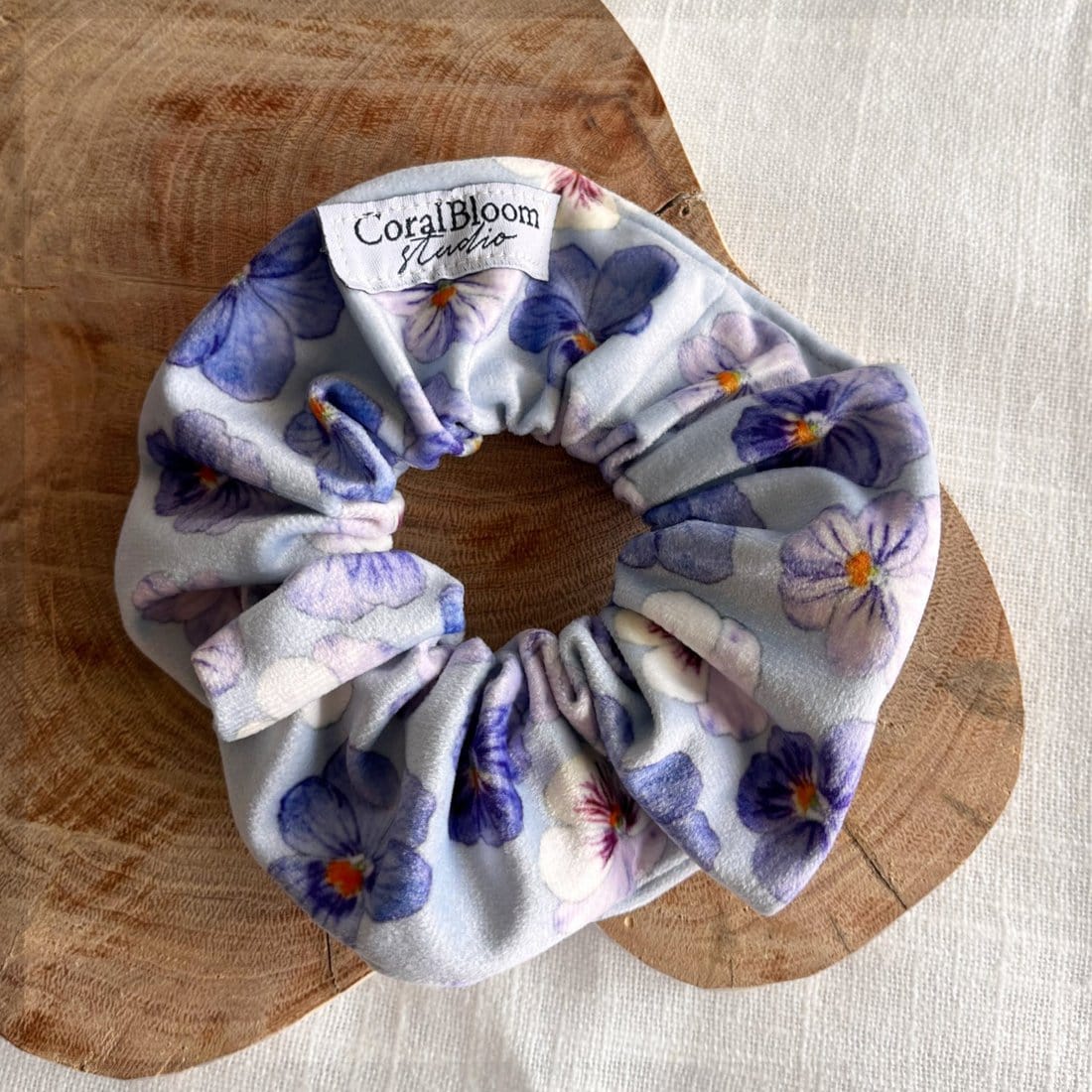Pansies Velvet Scrunchie