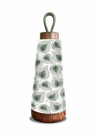 BioLoco Loop mini RVS thermosfles - Line Art Leaves