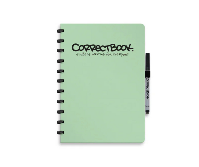 Correctbook Original A4 notitieboek Misty Mint - gelijnd schrift met stift en wisdoekje