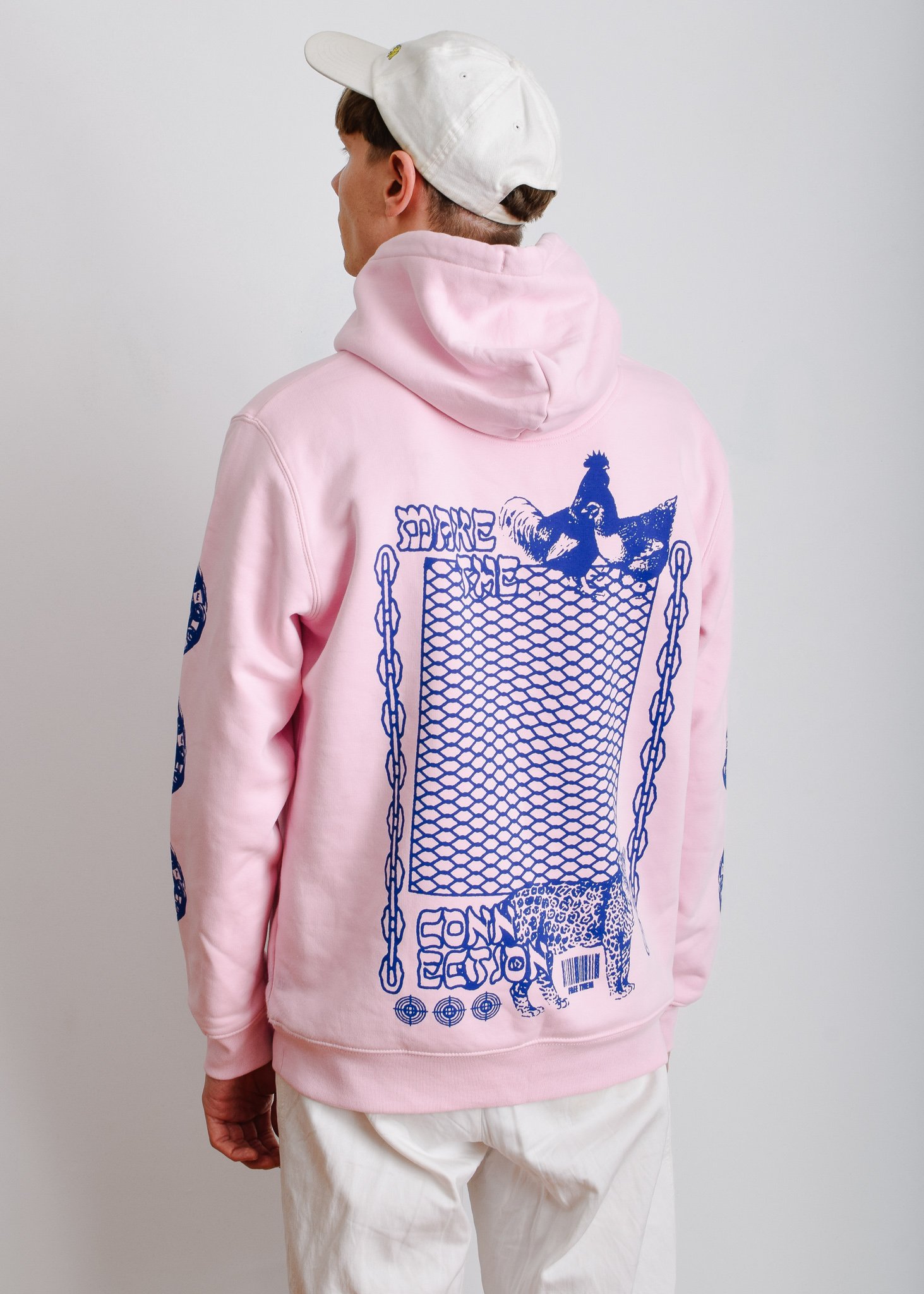 Plant Faced Clothing mannen vegan Make The Connection Hoodie - Roze X Blauw