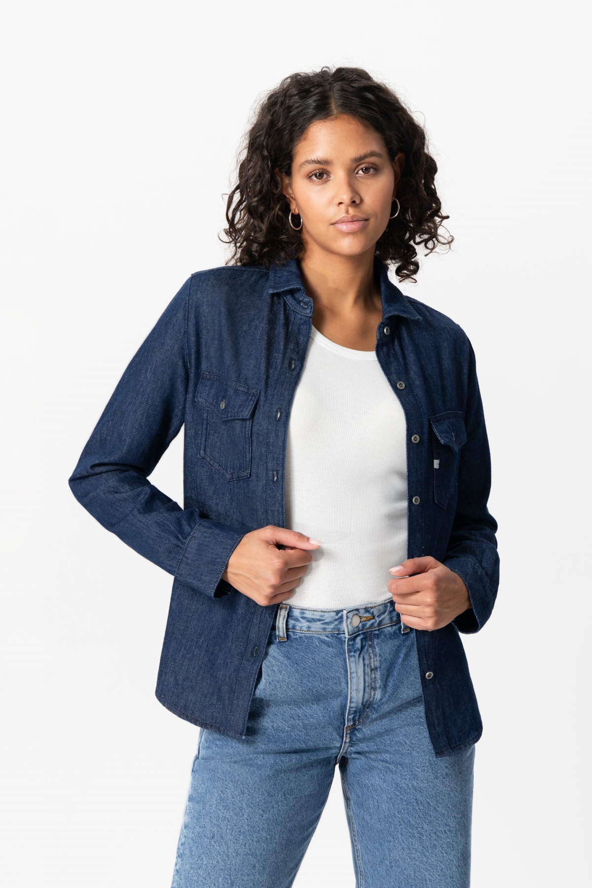 MUD Jeans  Overhemd Shirley Sterk Blauw