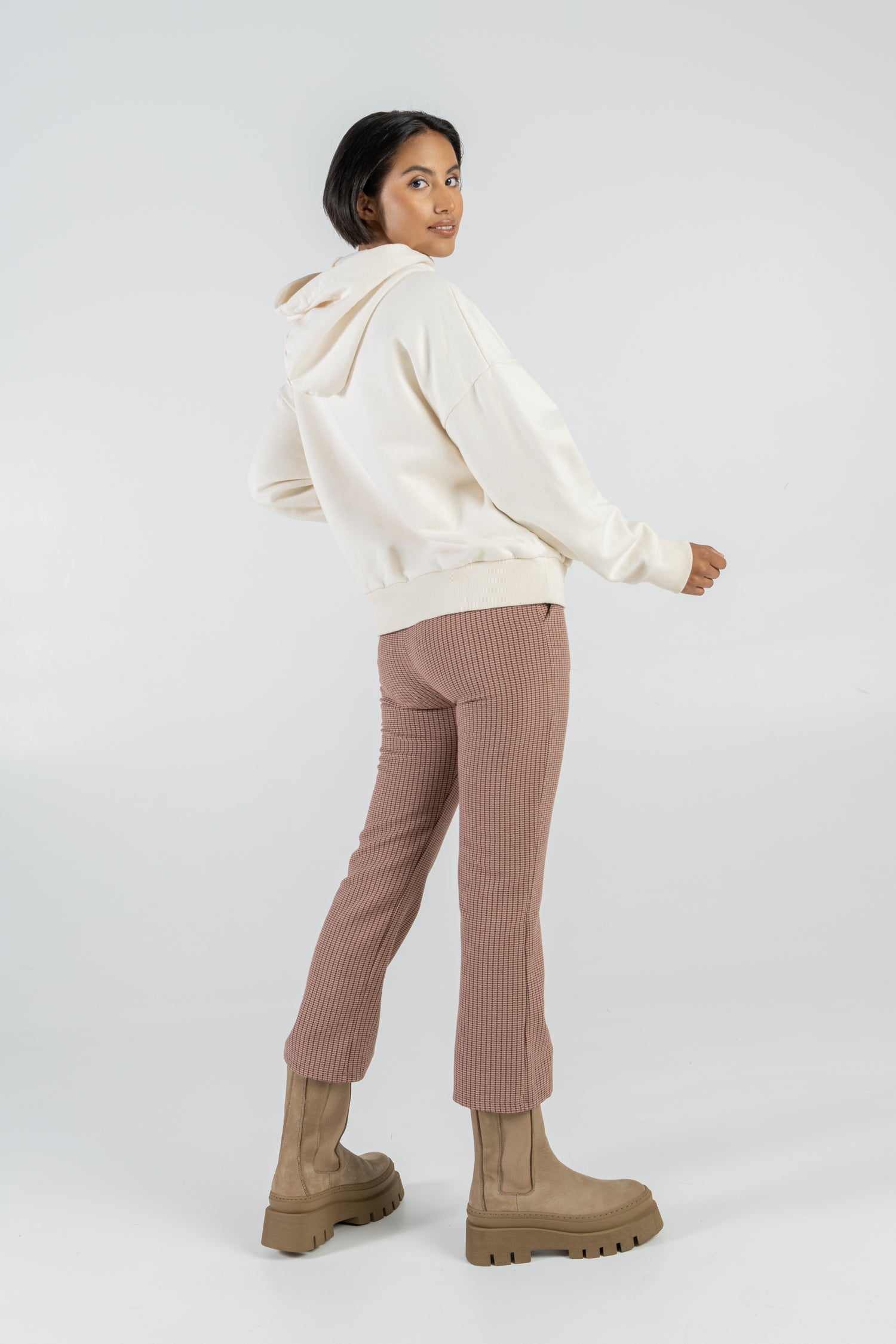 STORY OF MINE  Flare Broek Geruit Gerecycled Polyester Mix Geruit