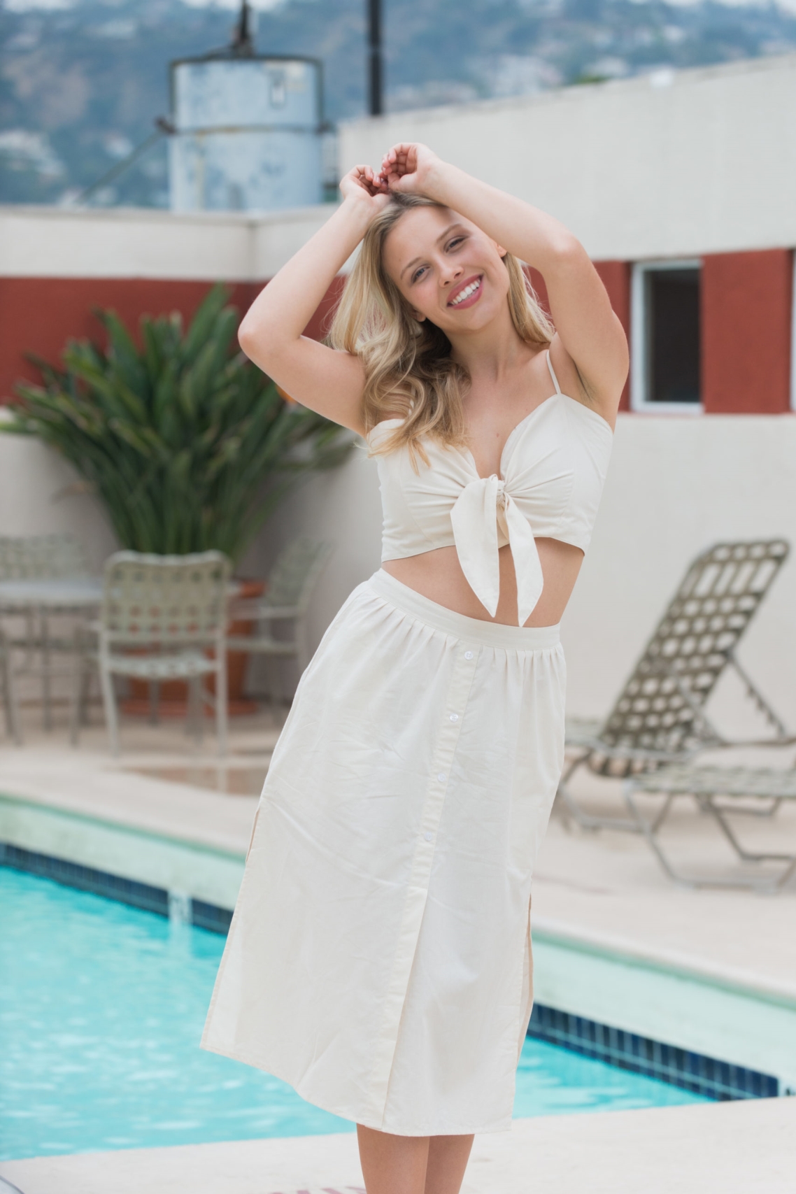 Vanilla Sand  Rok Hoge Taille Comporta Wit