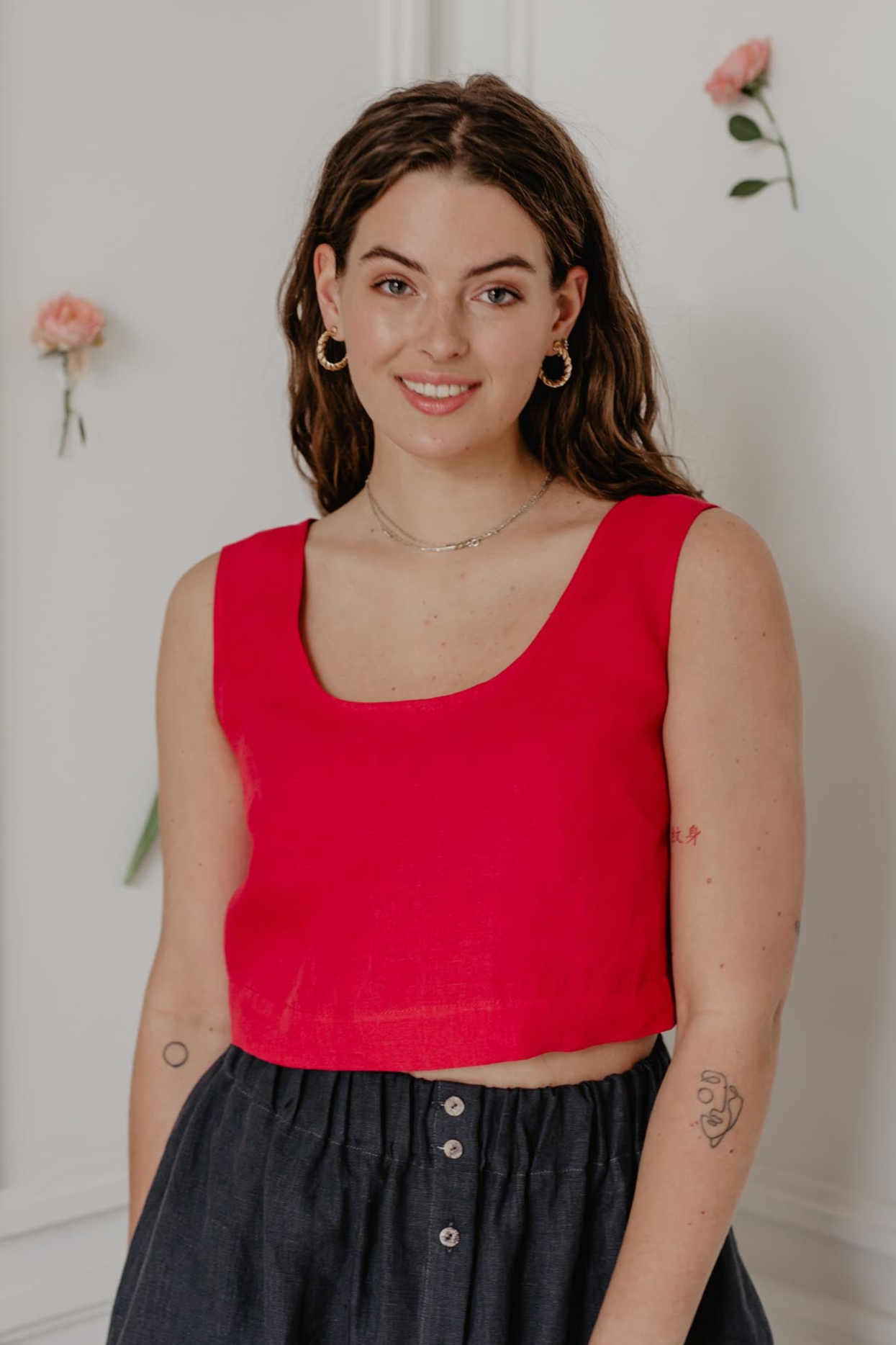 AmourLinen  Crop Top Mini Pippa Viva Magenta Rood