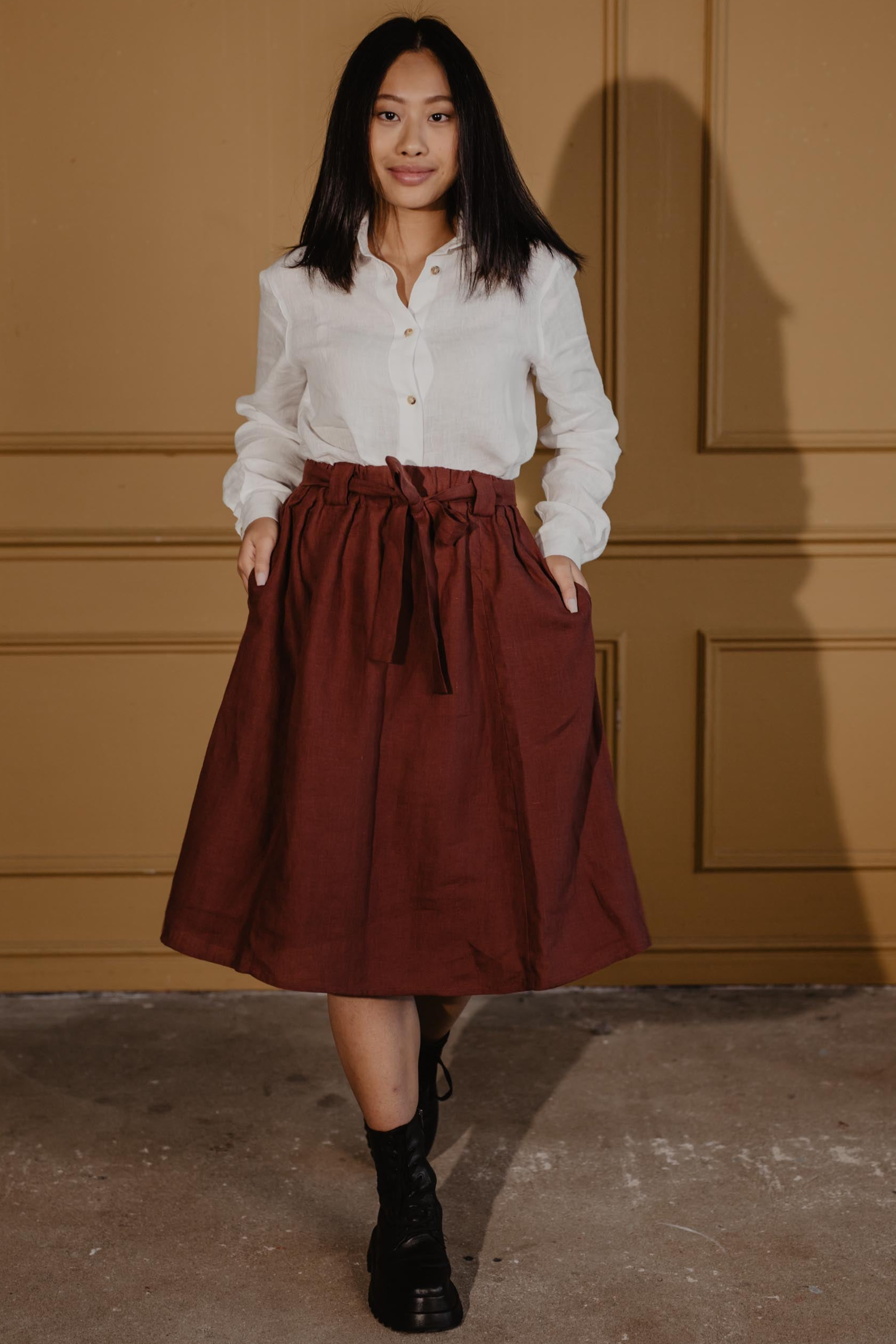 AmourLinen  Rok Halflang Bergen Terracotta Rood