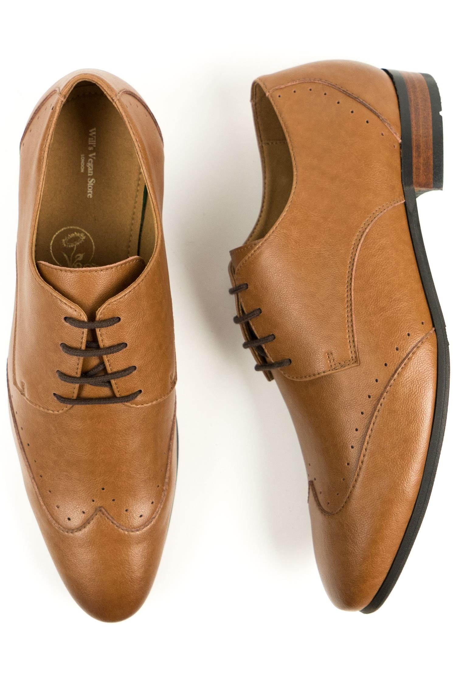 Will's Vegan Store mannen vegan Brogues Slim Sole Lichtbruin
