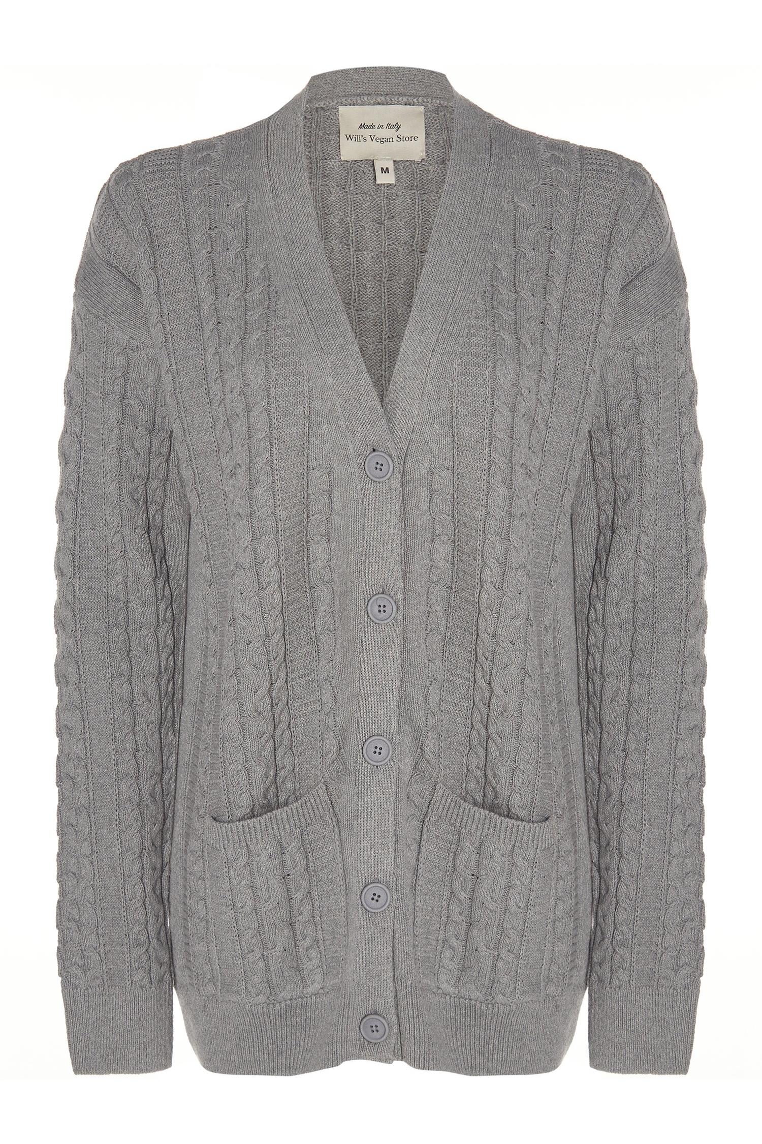 Will's Vegan Store  Vest Grof Gebreid Grijs