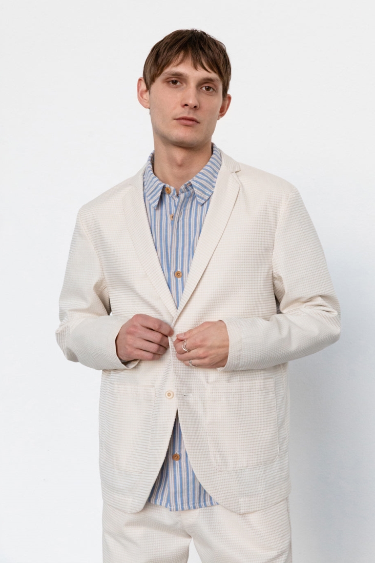 Rotholz mannen vegan Blazer Casual Wafelzand