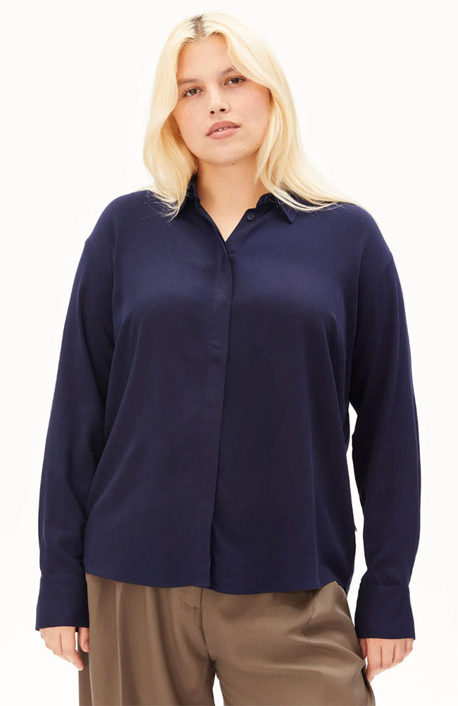 ARMEDANGELS  Blouse Met Lange Mouwen Larisaana Getint Marine
