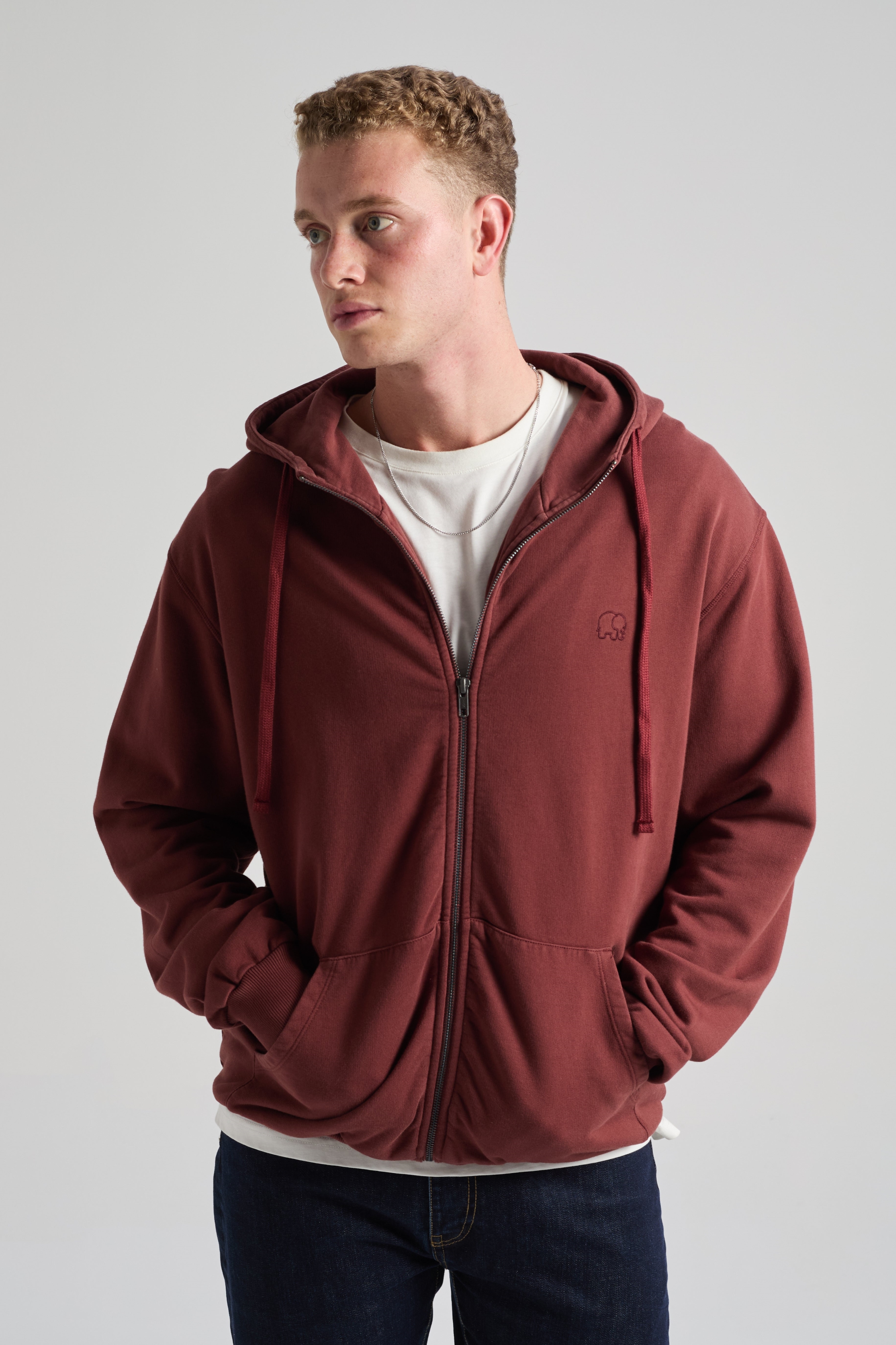 Trendsplant mannen vegan Hoodie Essential Zip Andorra Brown