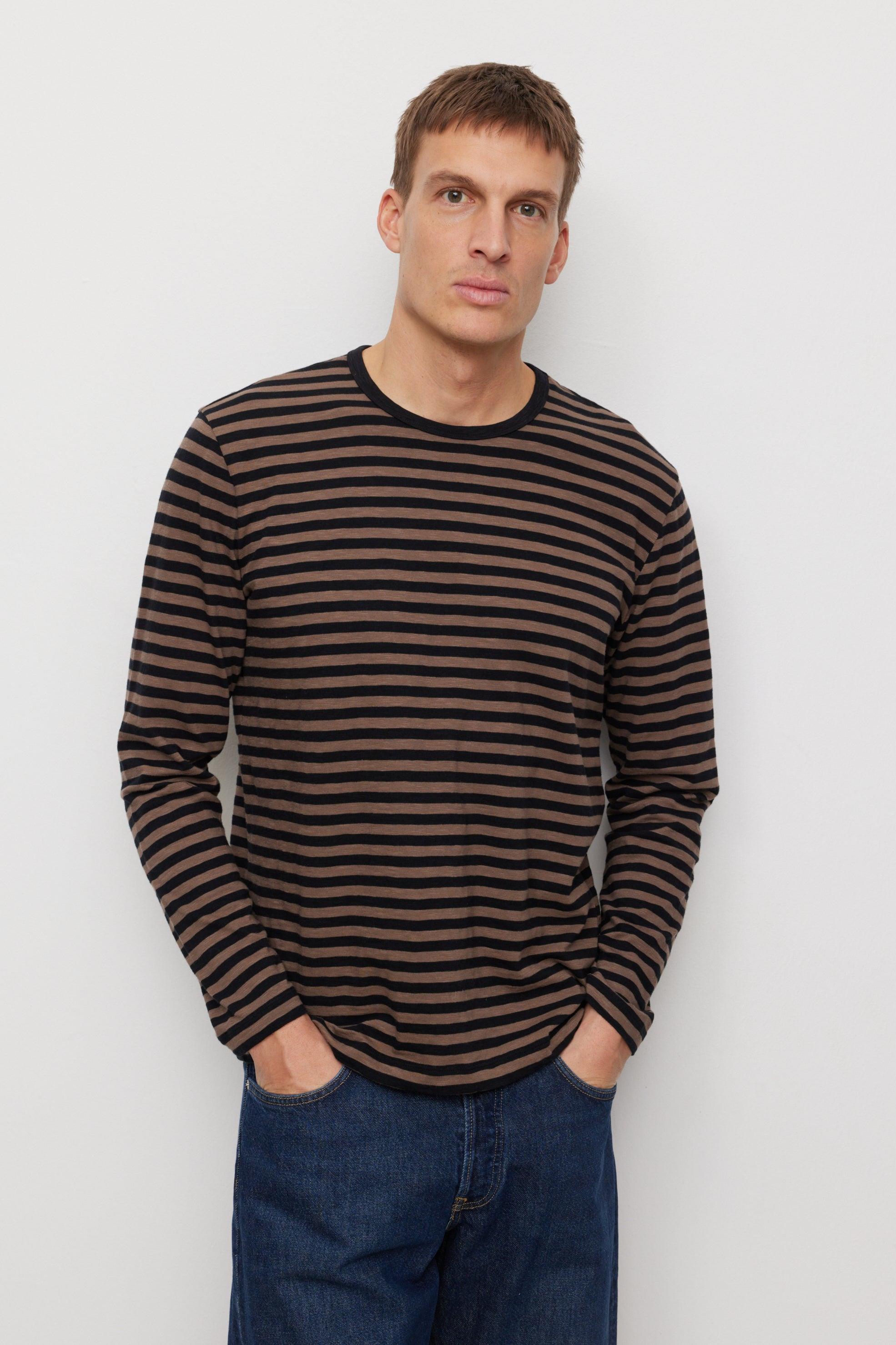 Recolution mannen vegan Longsleeve Maca Stripes Vintage Bruin