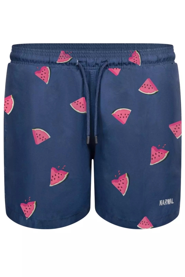 Narwal mannen vegan Zwemshorts Watermeloen Print Blauw