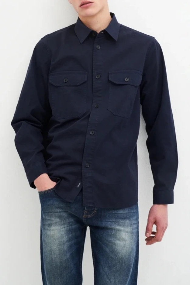Kuyichi mannen vegan Overshirt Andrew Donkerblauw