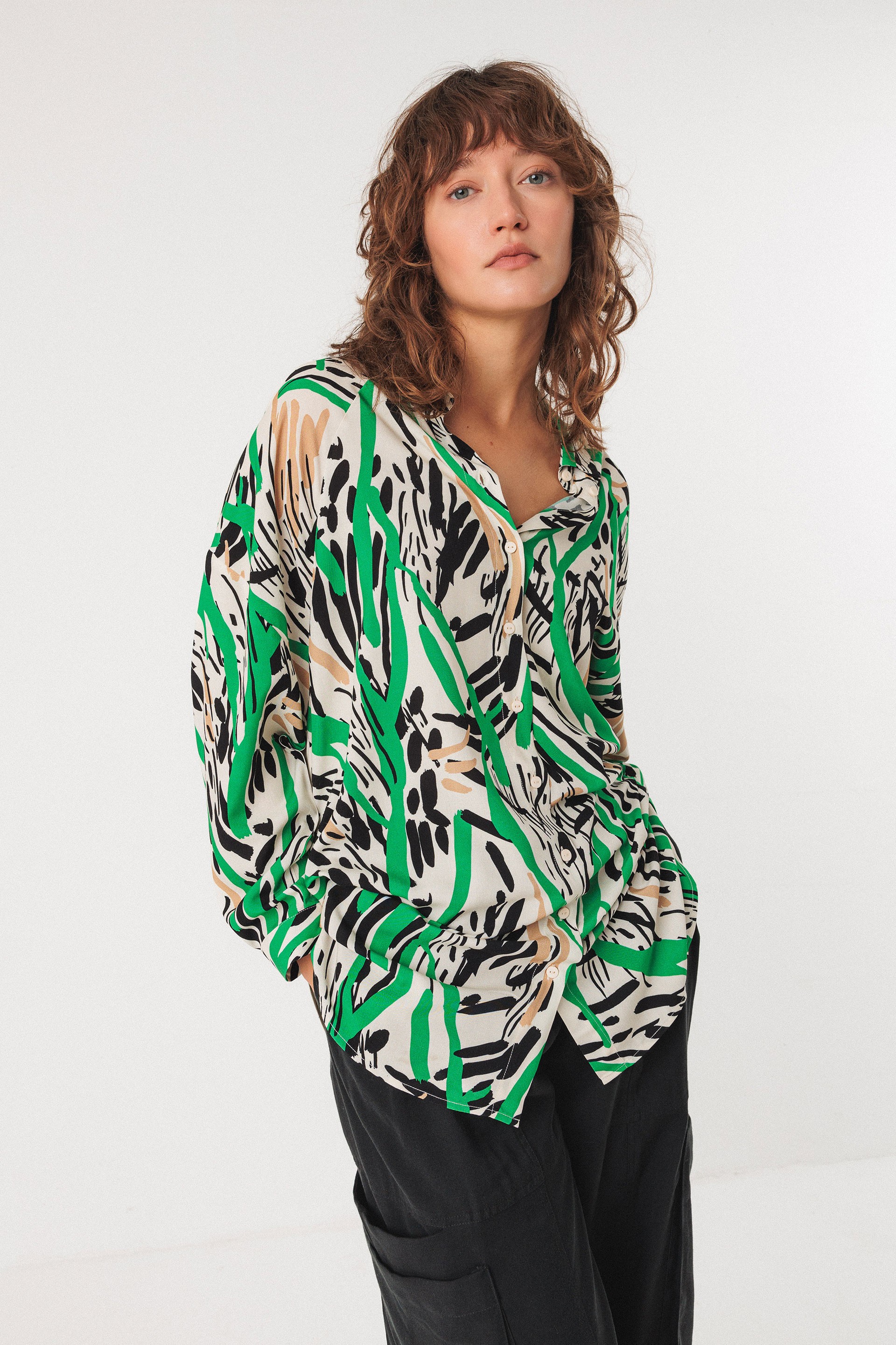 SKFK  Shirt Amagoia Meerkleurig Groen/Zwart
