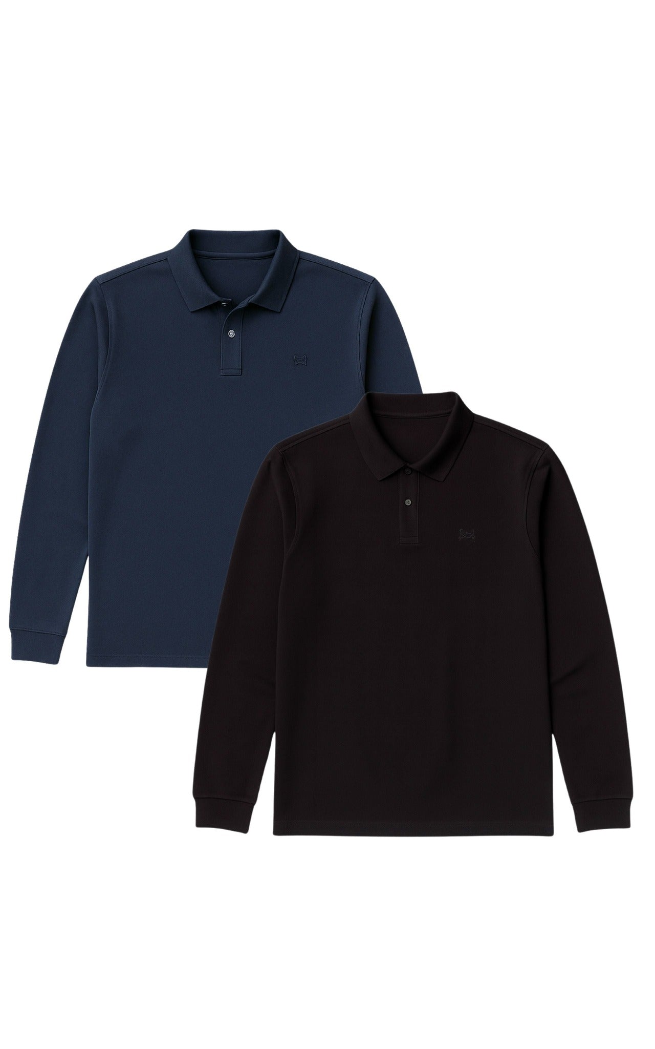 GORG mannen vegan Multipack Van 2 Poloshirts Met Lange Mouwen, Marineblauw/Zwart
