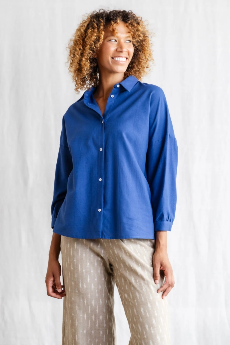 Jyoti - Fair Works  Blouse Mayank Kobaltblauw