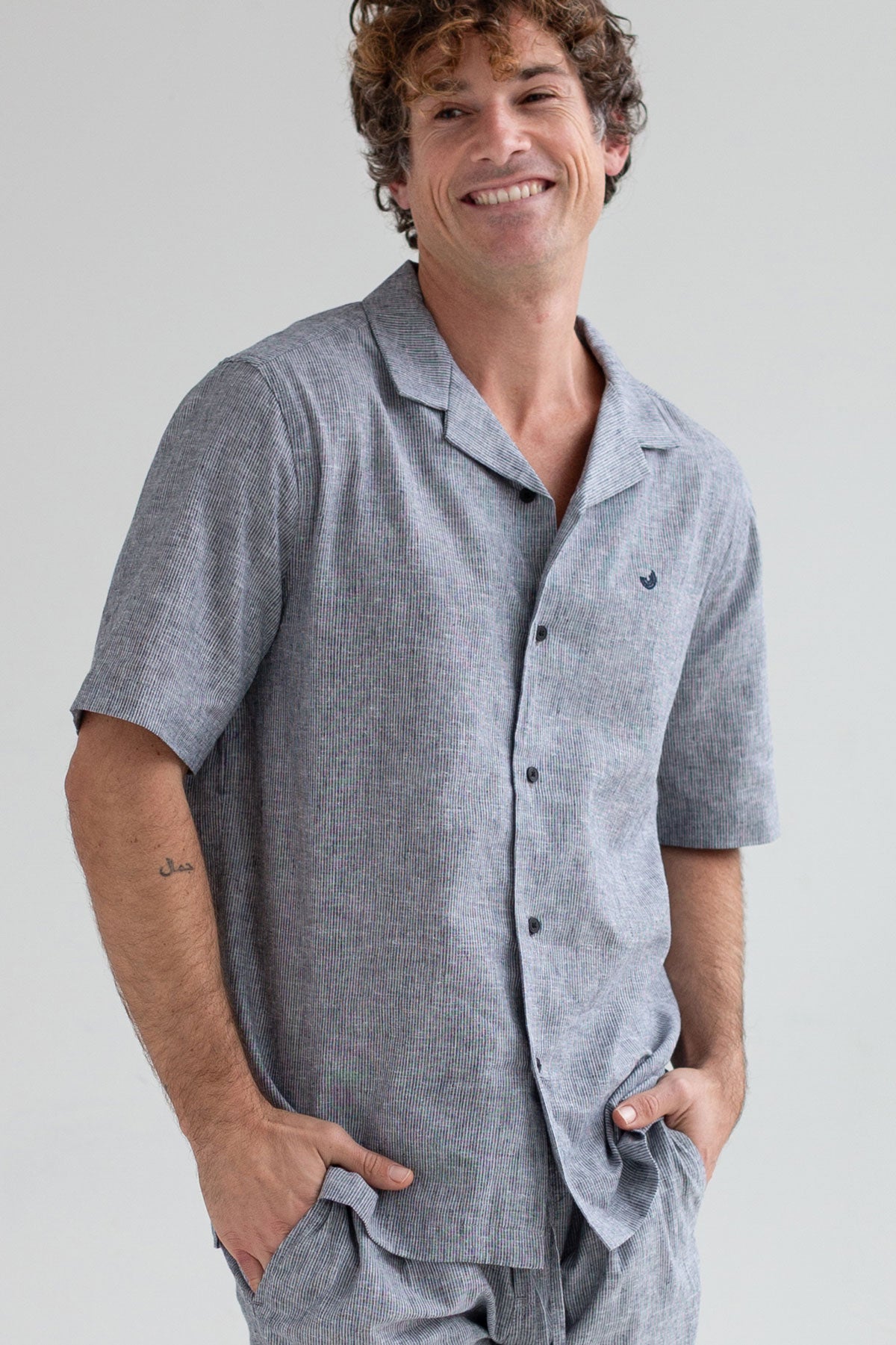 TWOTHIRDS mannen vegan Shirt Olivera Navy Stripes