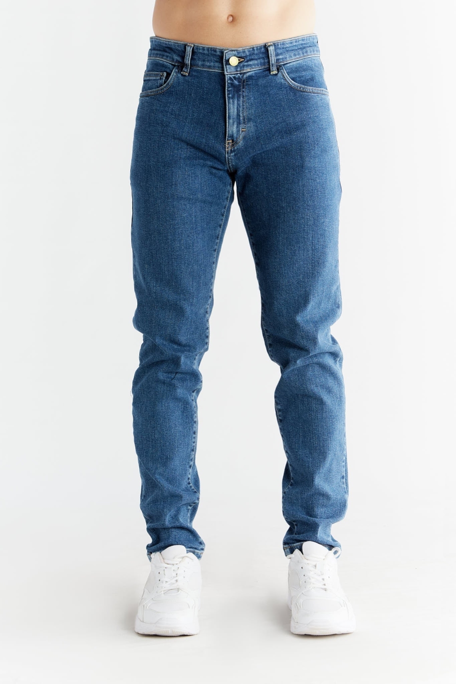 Evermind mannen vegan Slim Fit Jeans In Lapisblauw