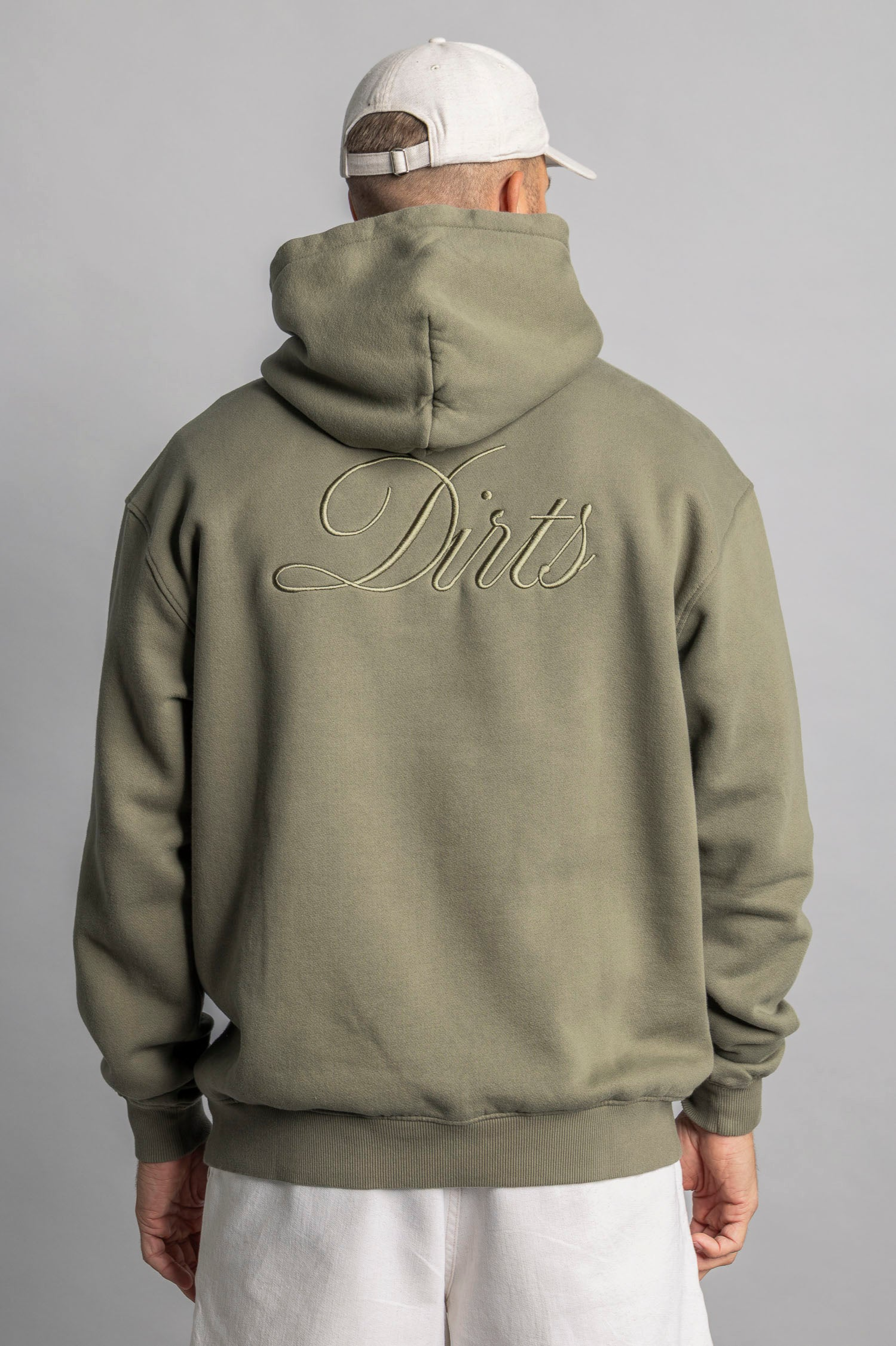 DIRTS  Hoodie Met Borduursels Oversized Stoffig Olijfgroen