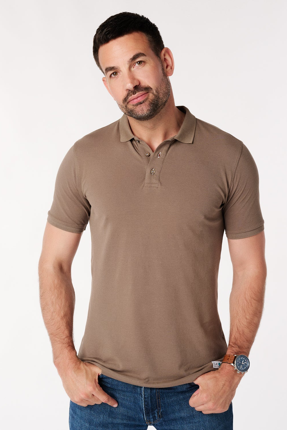 SKOT mannen vegan Poloshirt Walnootbruin