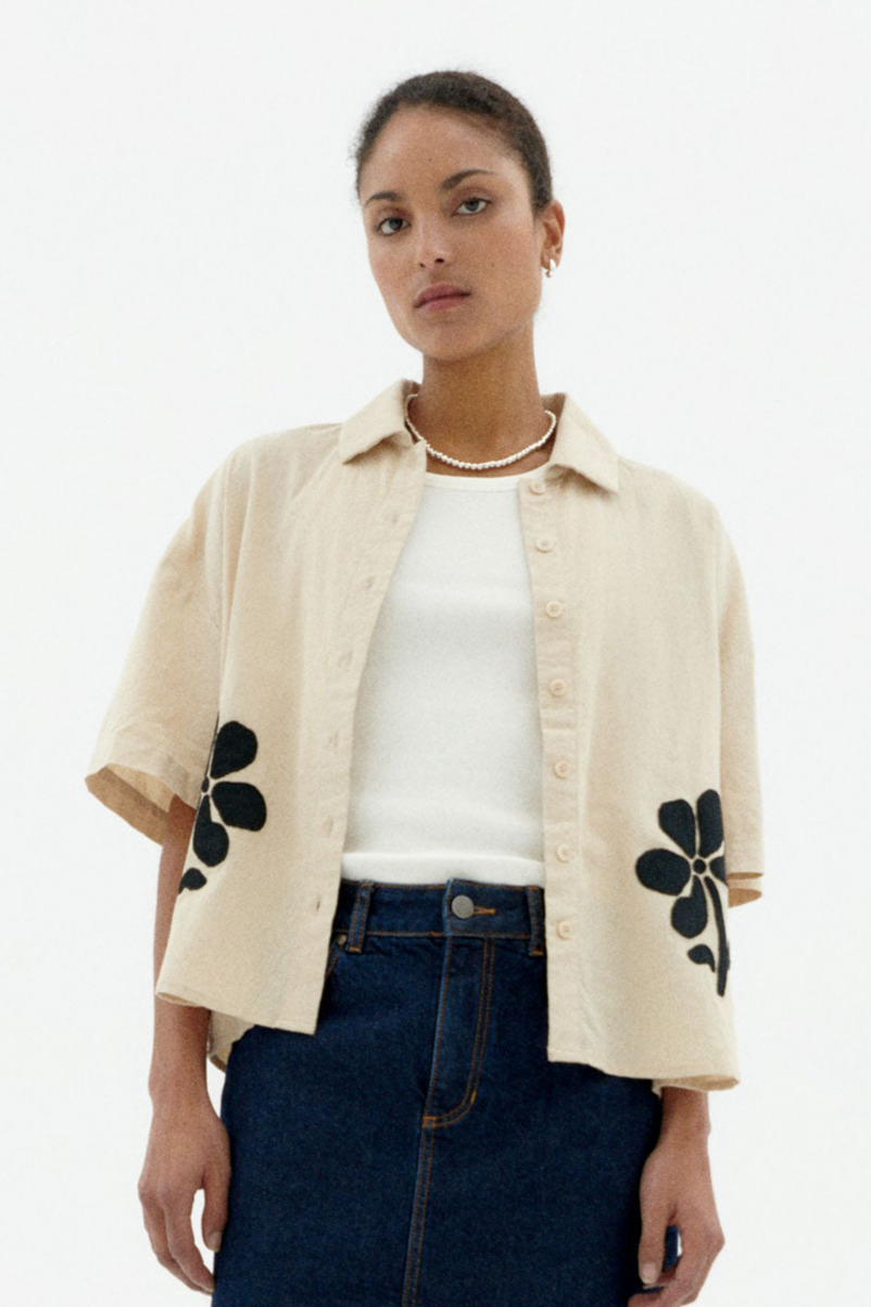 Thinking MU  Shirt Patched Anna Ecru