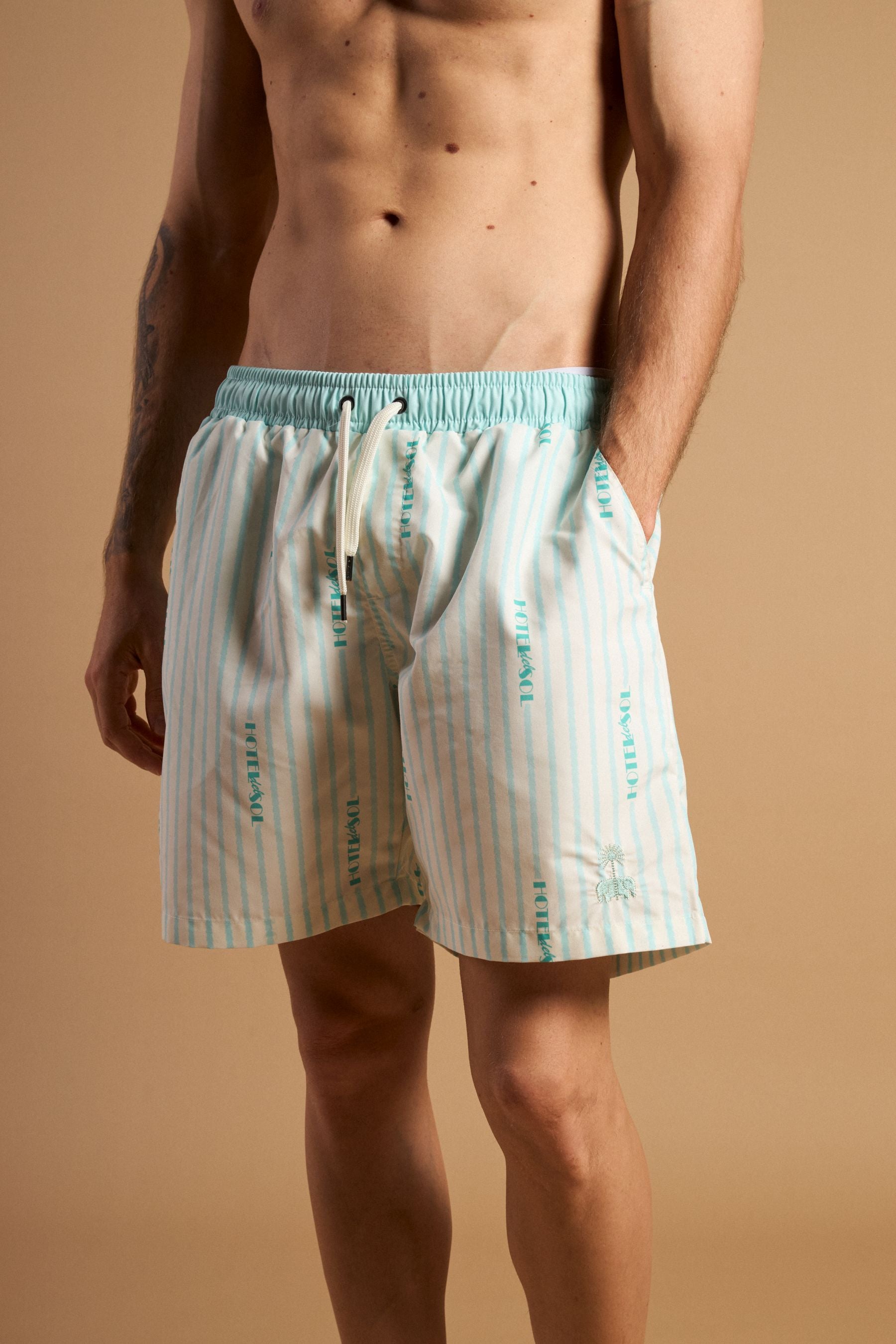 Trendsplant mannen vegan Zwemshorts Trendsplant X Antonyo Marest Hotel Del Sol Foam Wit