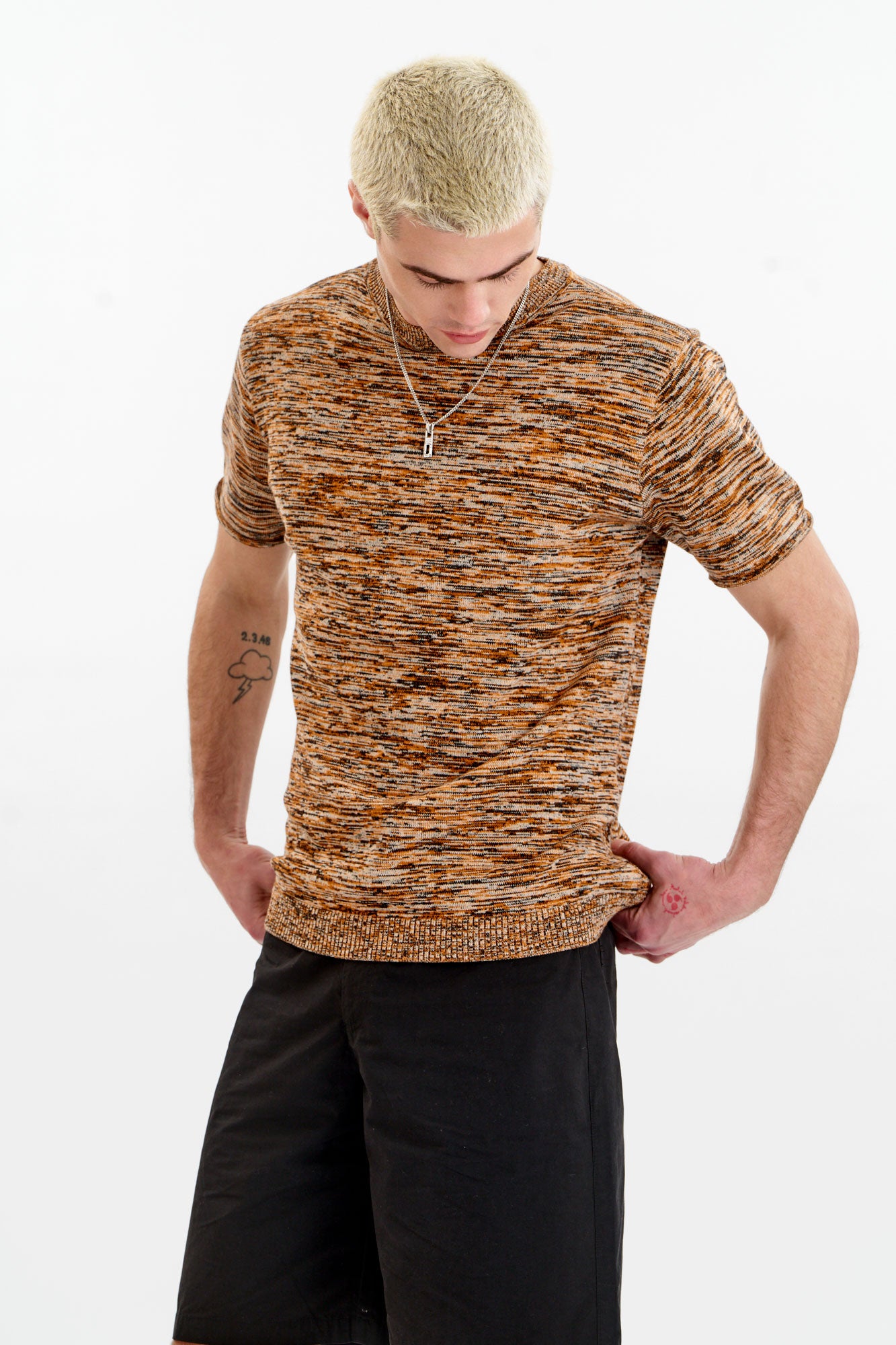 KOMODO mannen vegan T-Shirt Kai Gebreid Zwart/Oranje