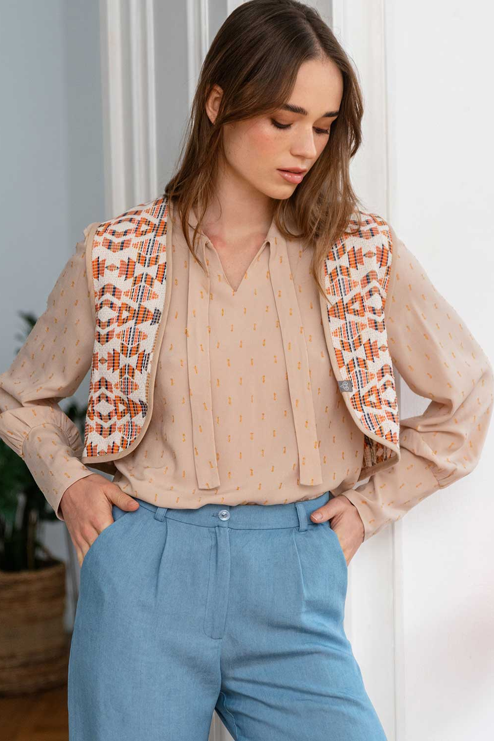 WiDDA  Gilet Mia Jacquard Beige