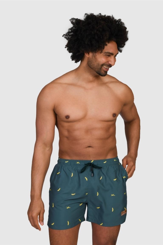 Narwal mannen vegan Zwemshorts Bananenprint Donkergroen