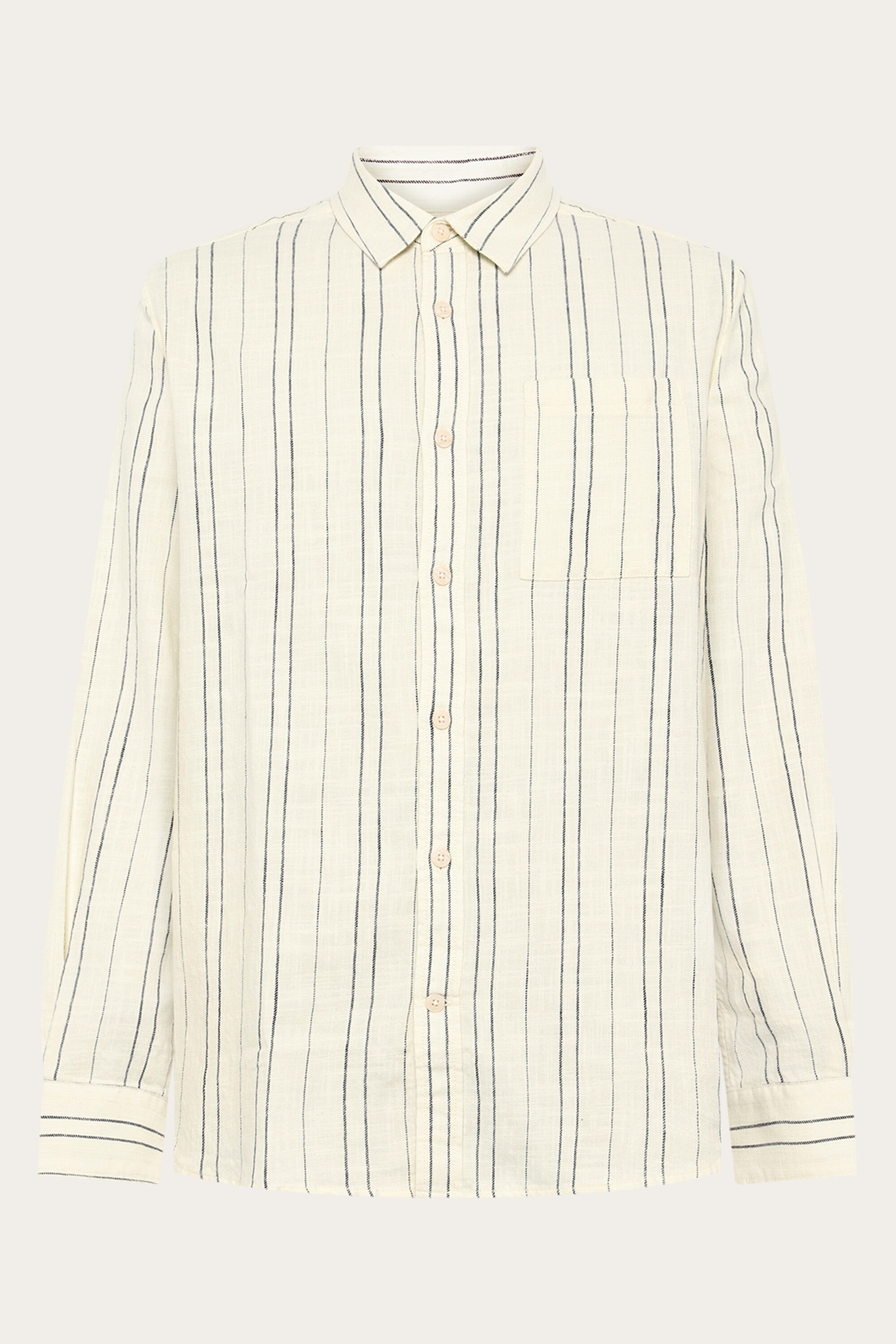 KnowledgeCotton Apparel mannen vegan Overhemd Regular Geruit Wit Gestreept