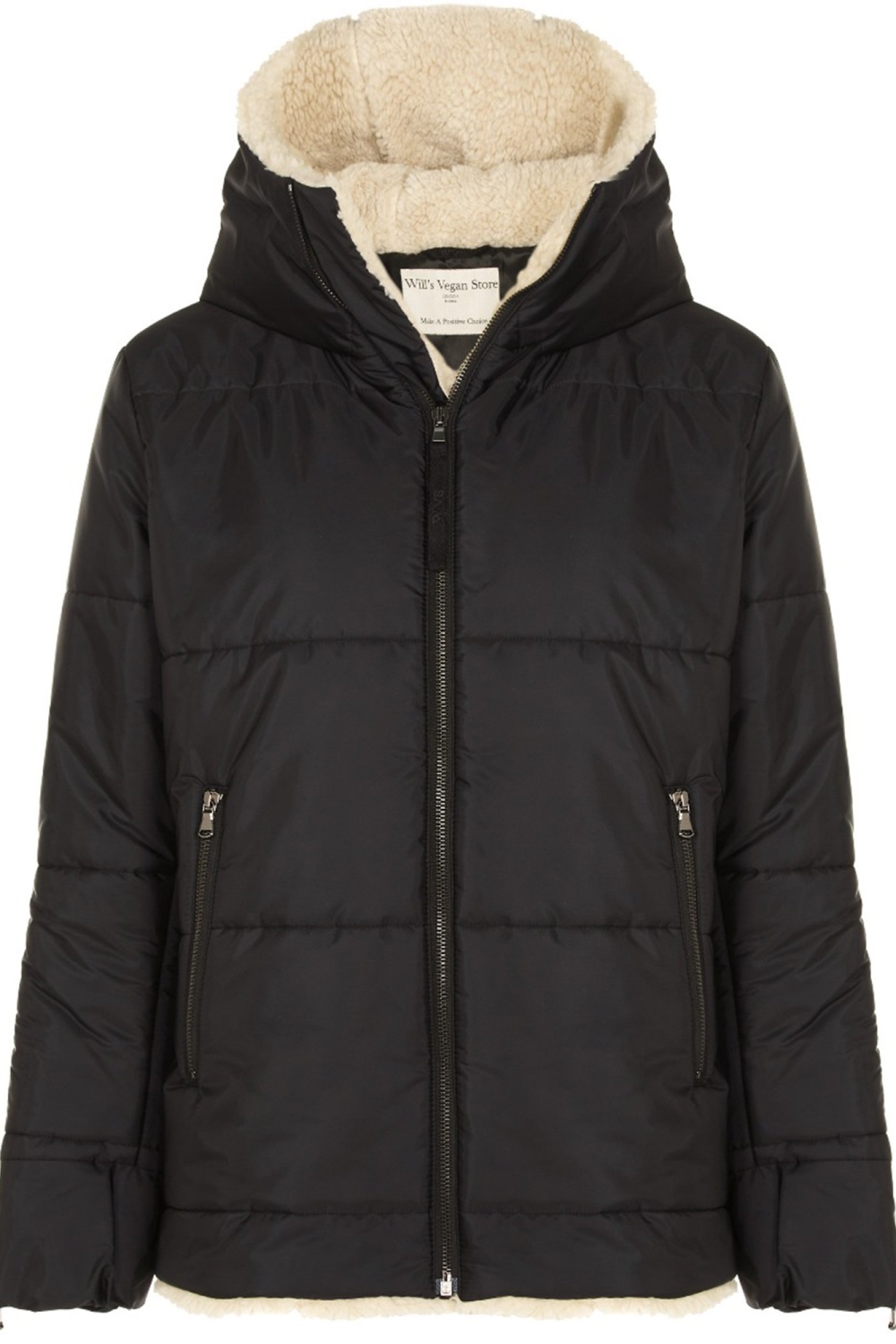 Will's Vegan Store  Shearling Puffer Zwart