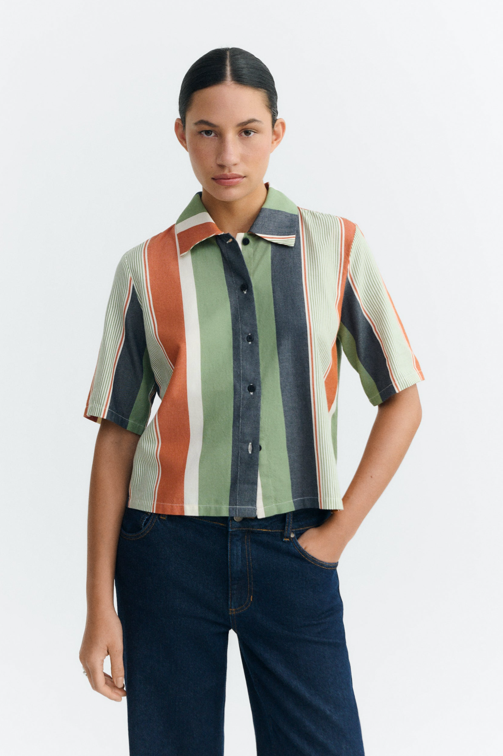 Thinking MU  Blouseprint Ane Multicolor Strepen