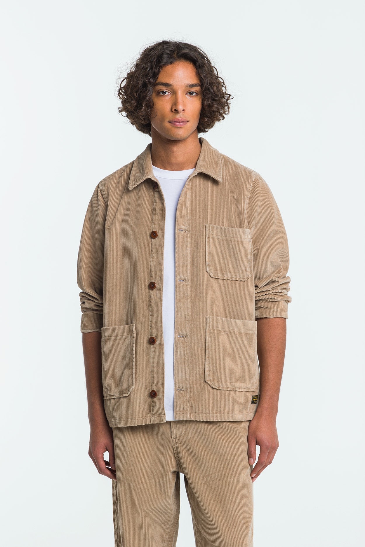 Kings of Indigo mannen vegan Overshirt Duncan Zilver Mink Beige