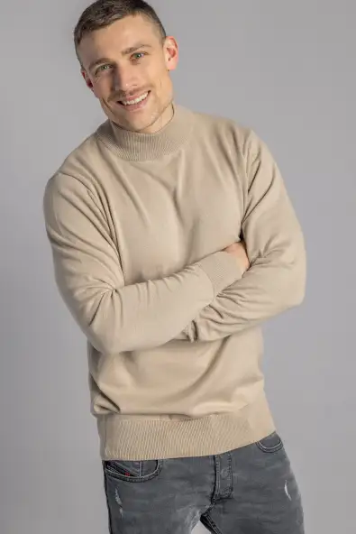 DIRTS mannen vegan Coltrui Strick-Pullover Koud Beige