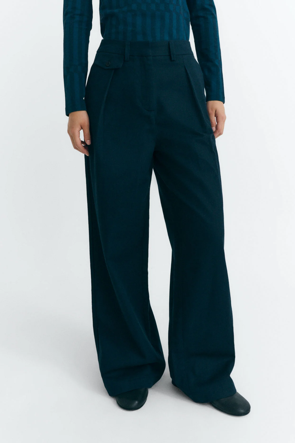 Thinking MU  Broek Pat Wijde Pijpen Marineblauw